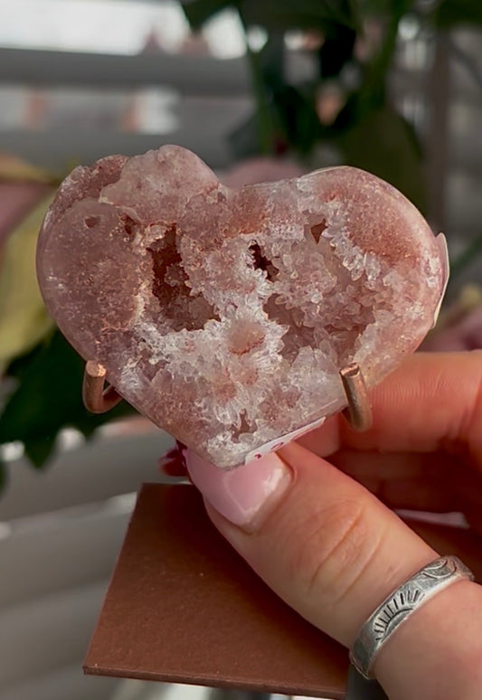 Mini pink amethyst heart - comes with stand (Copy)