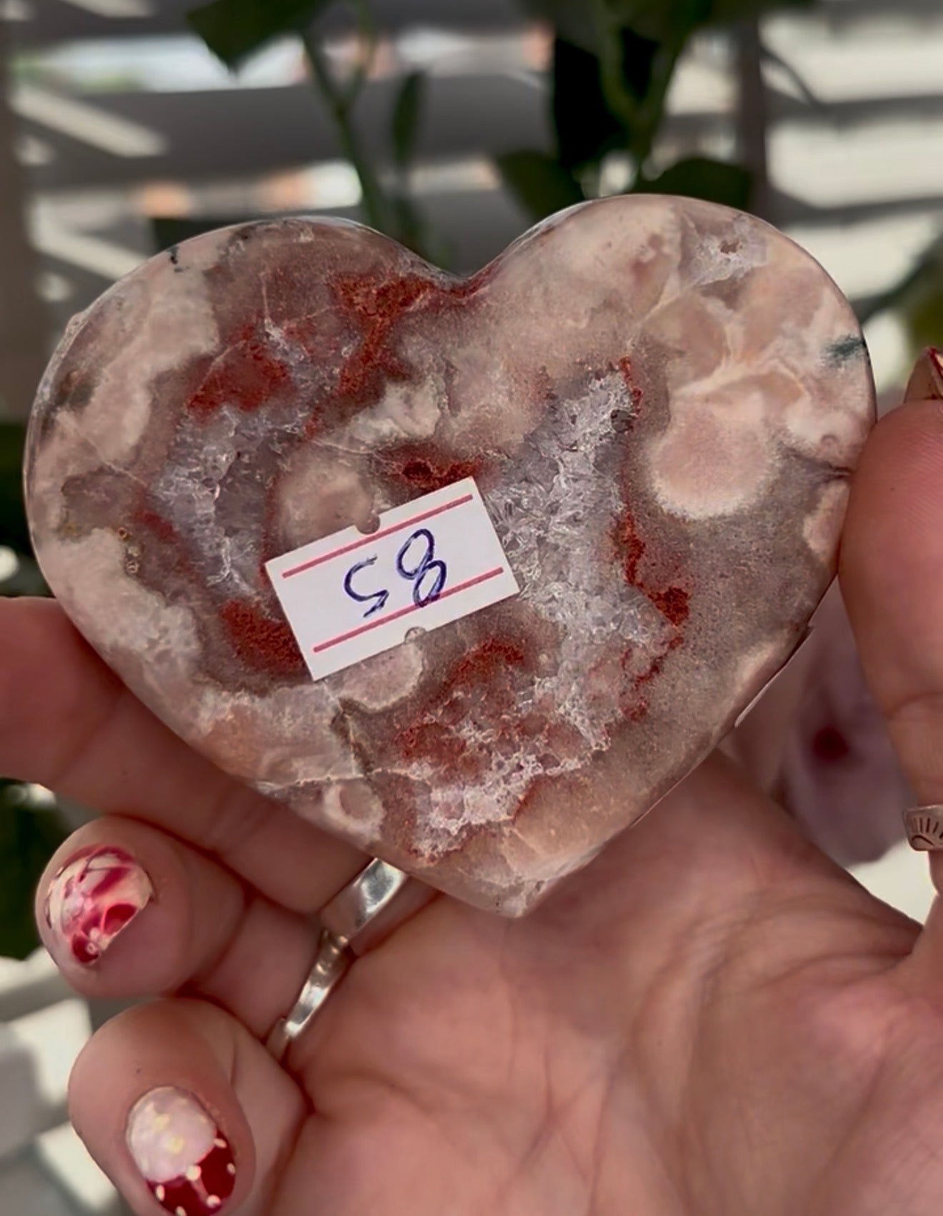 pink amethyst heart - comes with stand 8cm