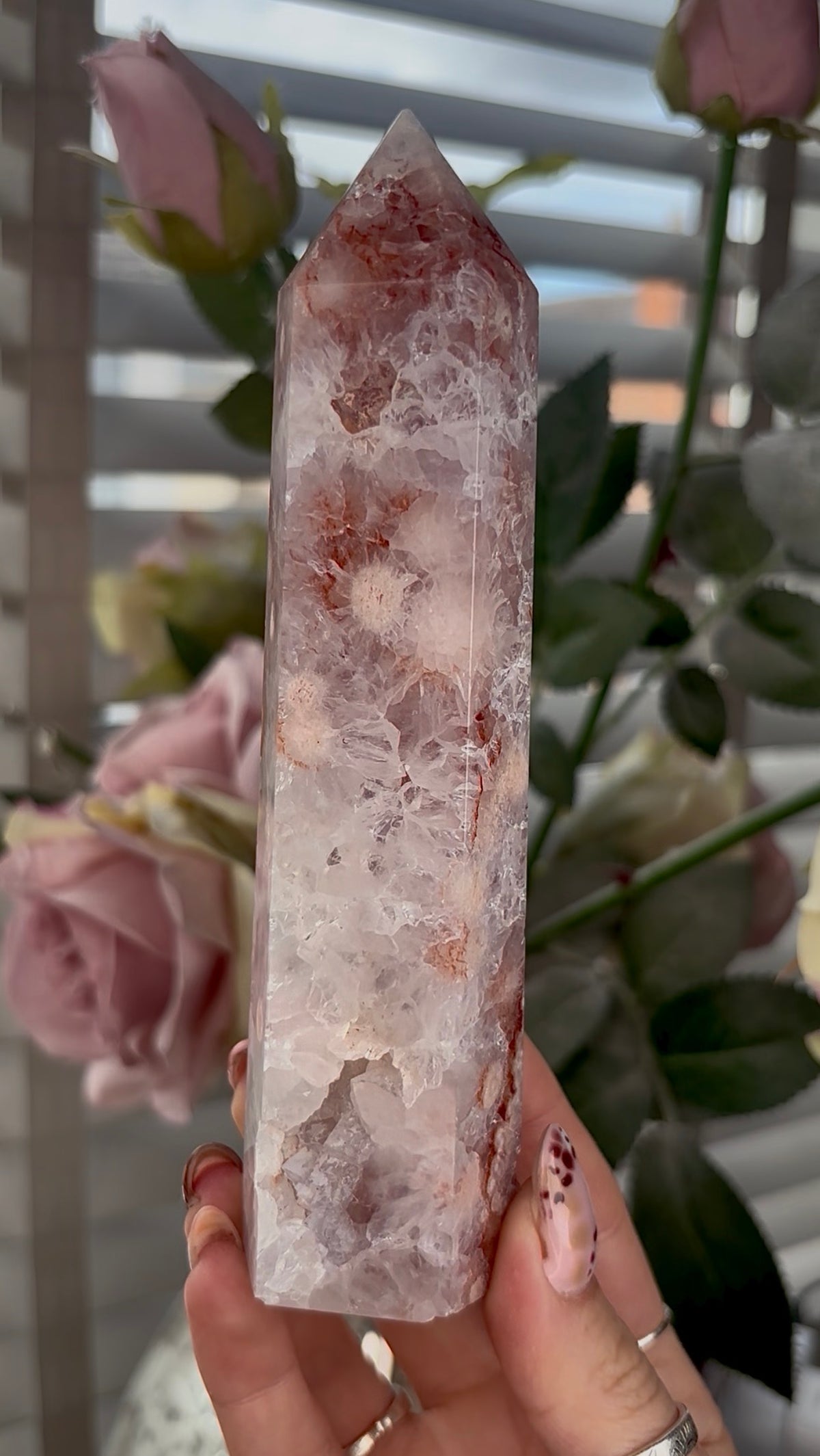 High grade, Amethyst Flower agate tower