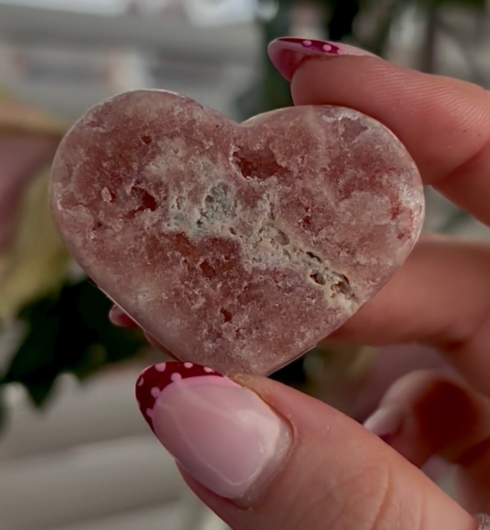 mini pink amethyst heart  - comes with stand