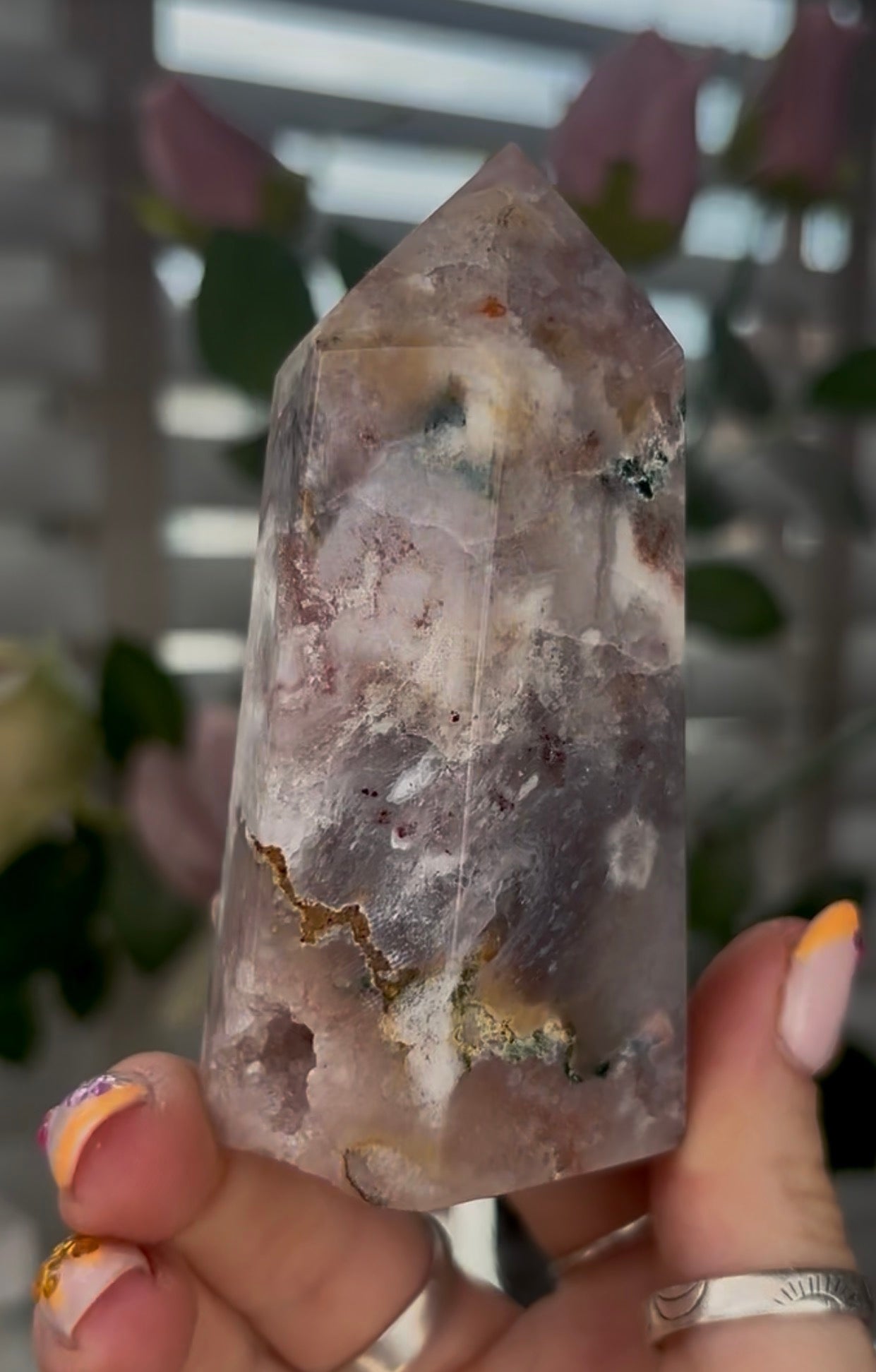Beautiful, Pink amethyst & jasper tower