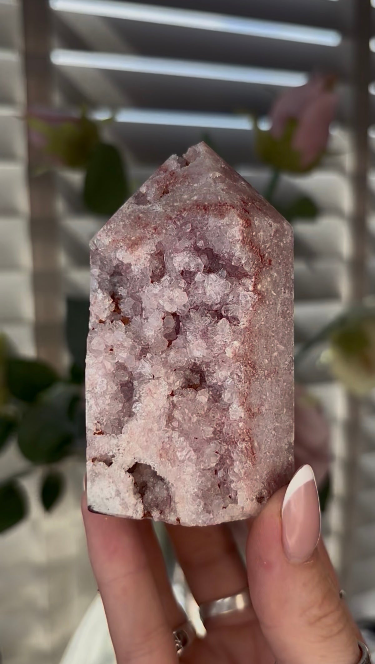 Beautiful, Pink amethyst tower with Jasper 8.5cm(h) by 5cm(w)