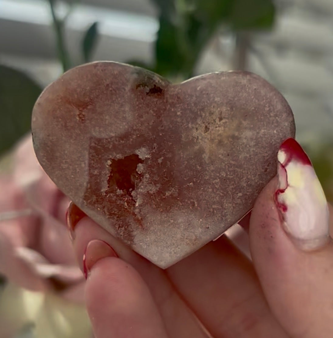 Mini pink amethyst heart - comes with stand