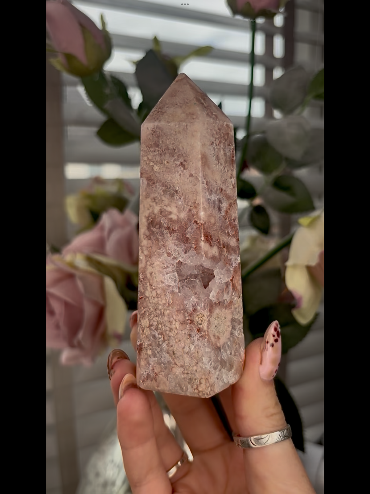Incredible, High grade, pink amethyst, tower in deep pink tones and purple quartz, druzy & flower formations