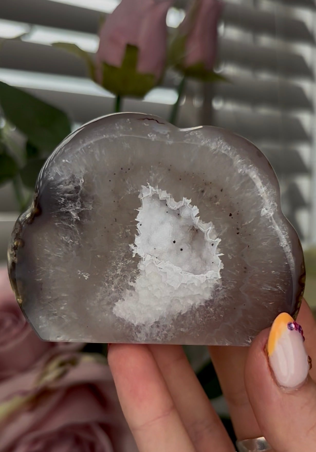 Beautiful, high grade, agate cloud with druzy
