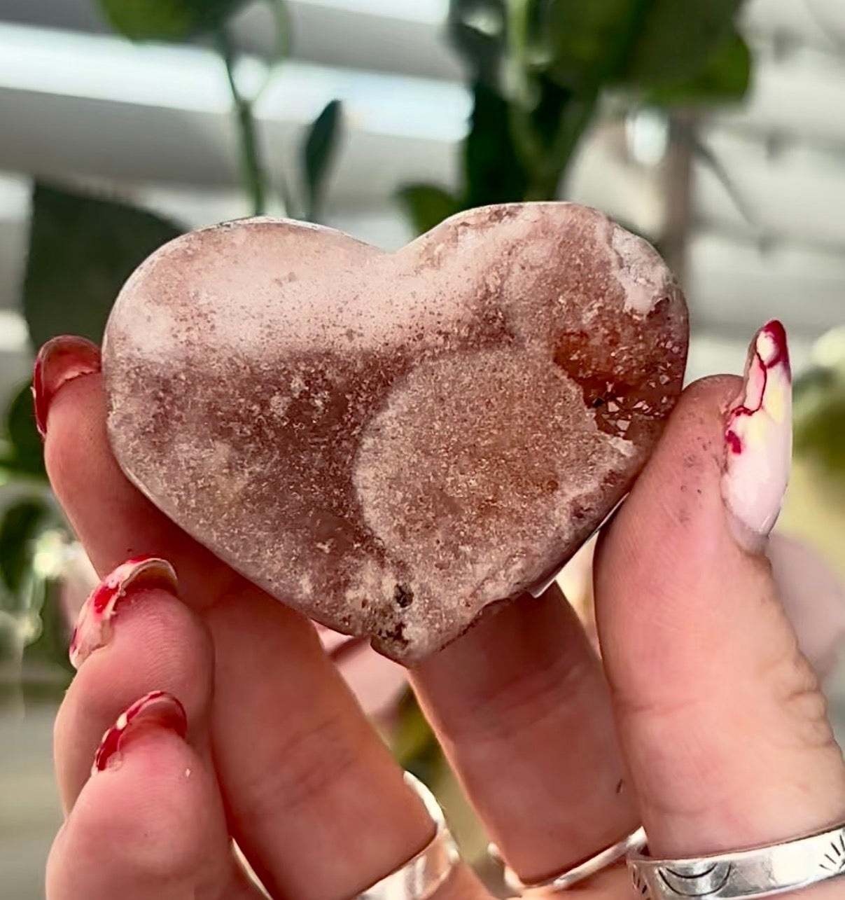 Mini pink amethyst heart - comes with stand