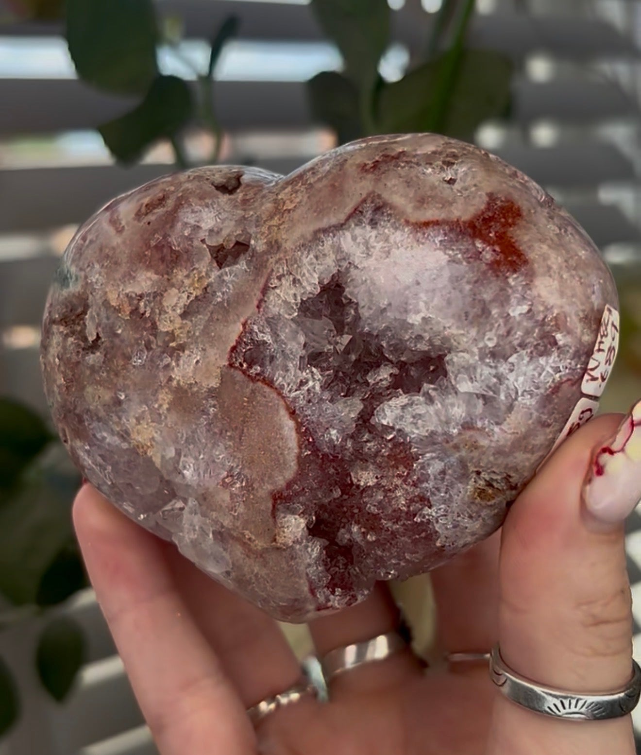 Beautiful druzy pink amethyst heart - comes with stand (10cm)