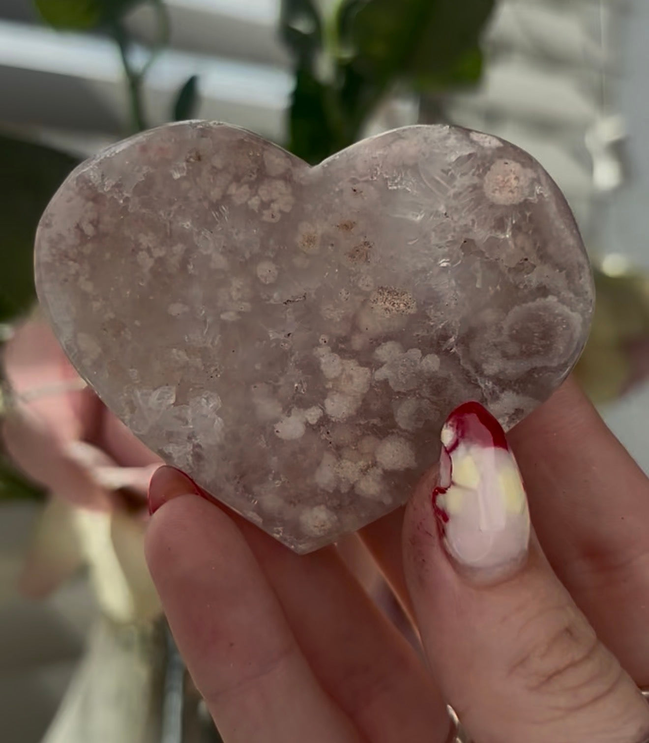 Mini pink amethyst heart - comes with stand