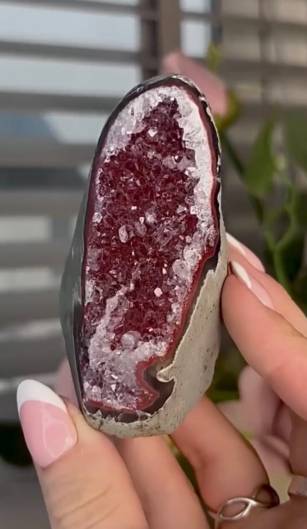 High quality, red rainbow amethyst cutbase