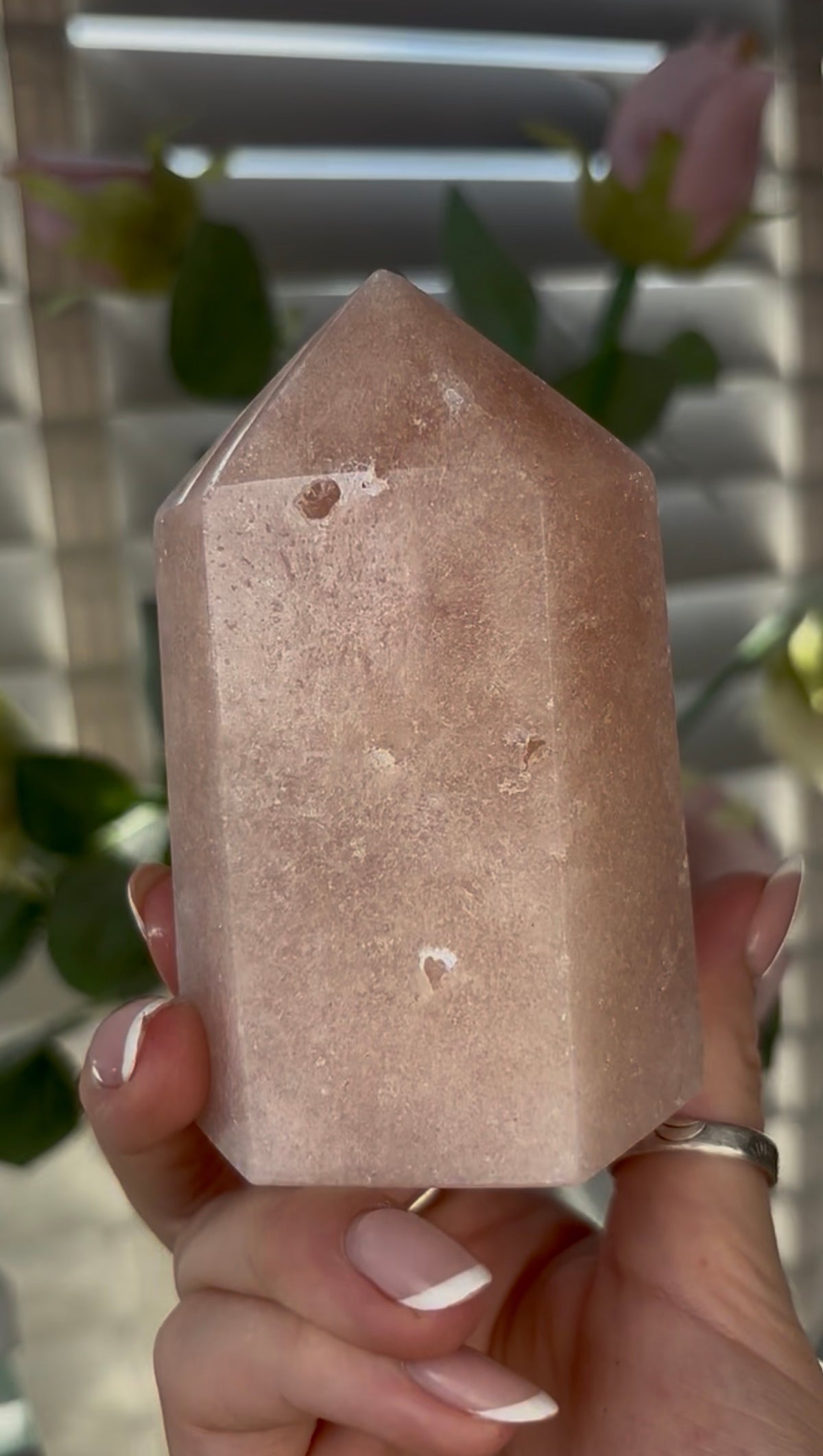 Beautiful, chunky Pink amethyst tower 9.8cm(h) by 6cm(w)