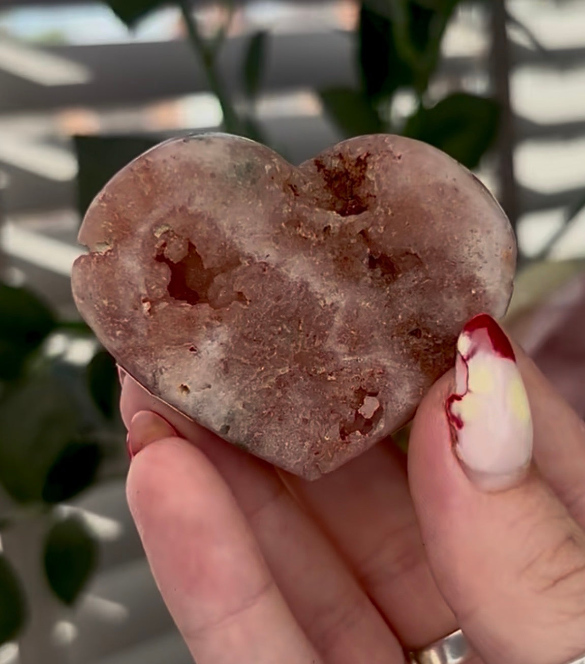 Mini pink amethyst heart - comes with stand
