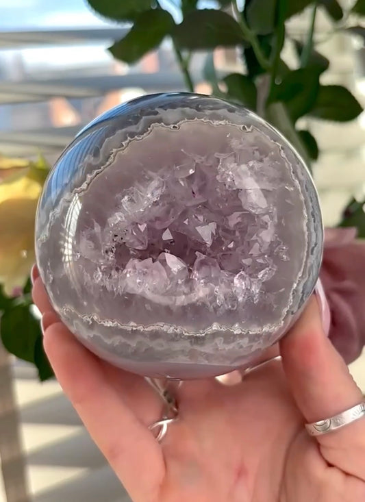 Gorgeous, high grade, blue banded, amethyst, agate sphere