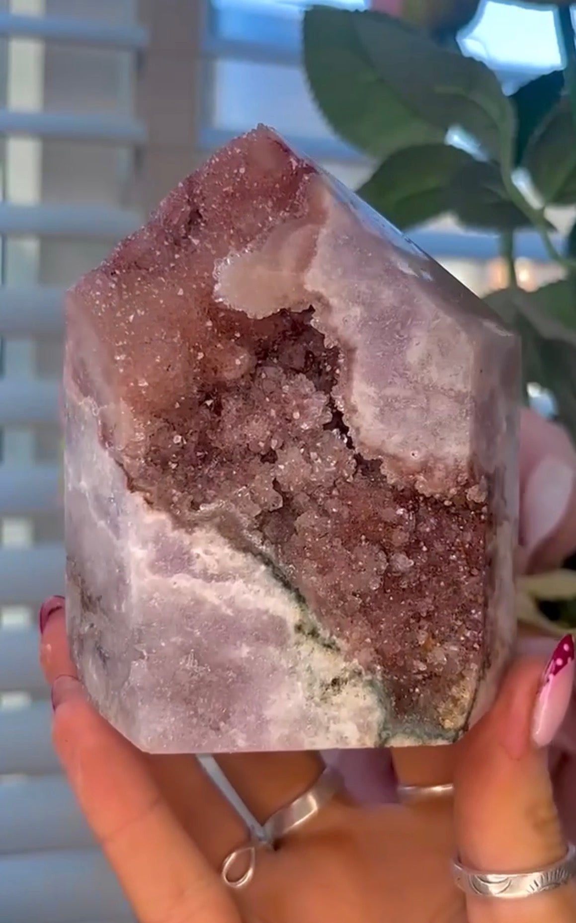 Druzy Pink amethyst tower