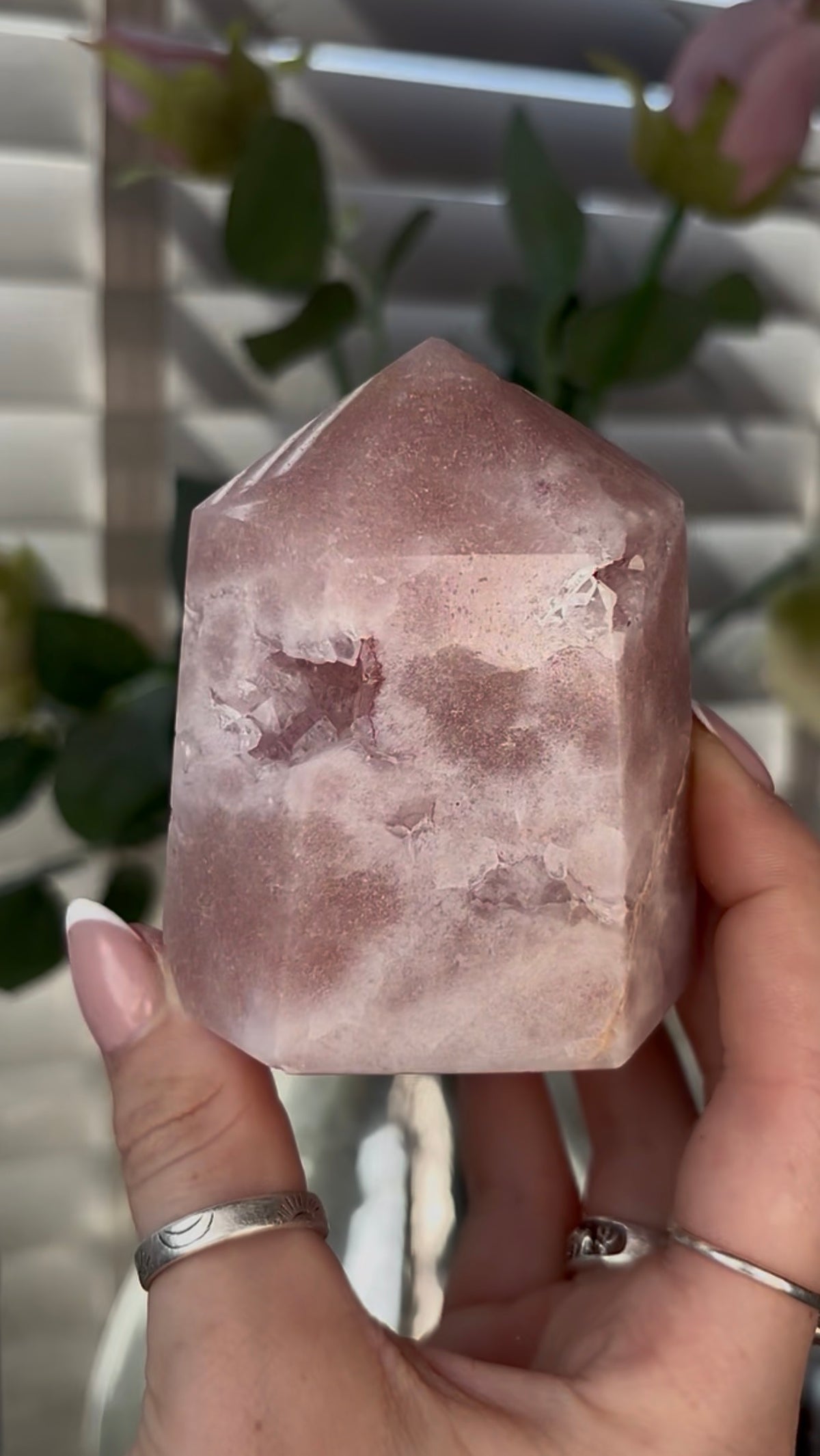Beautiful, Pink amethyst tower 8cm(h) by 6.2cm(w)