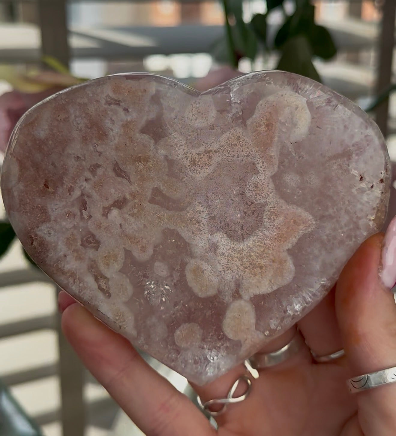 Hq pink amethyst heart with quartz - comes with stand
