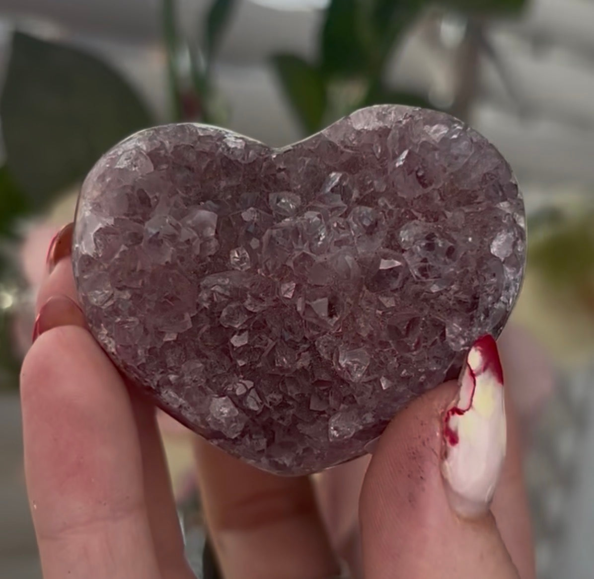 Hq Mini pink amethyst heart - comes with stand
