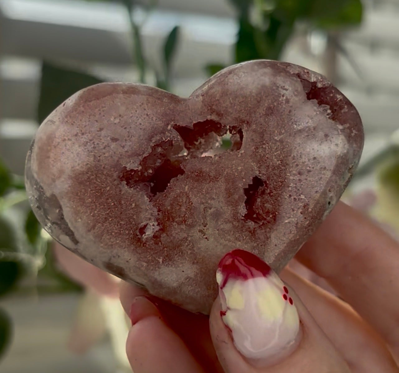 Mini pink amethyst heart - comes with stand