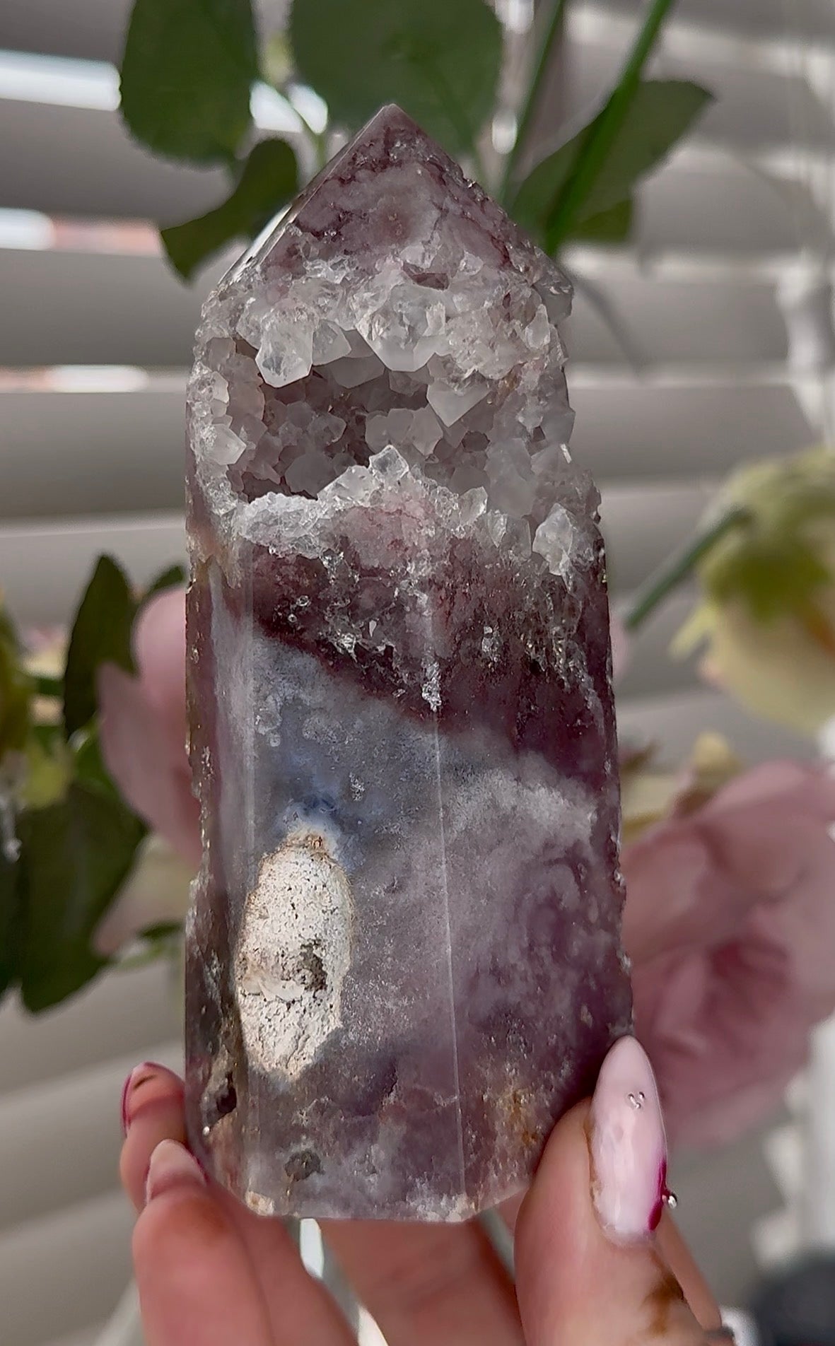 High quality Pink amethyst tower 12.5(h) 5.5cm(w)