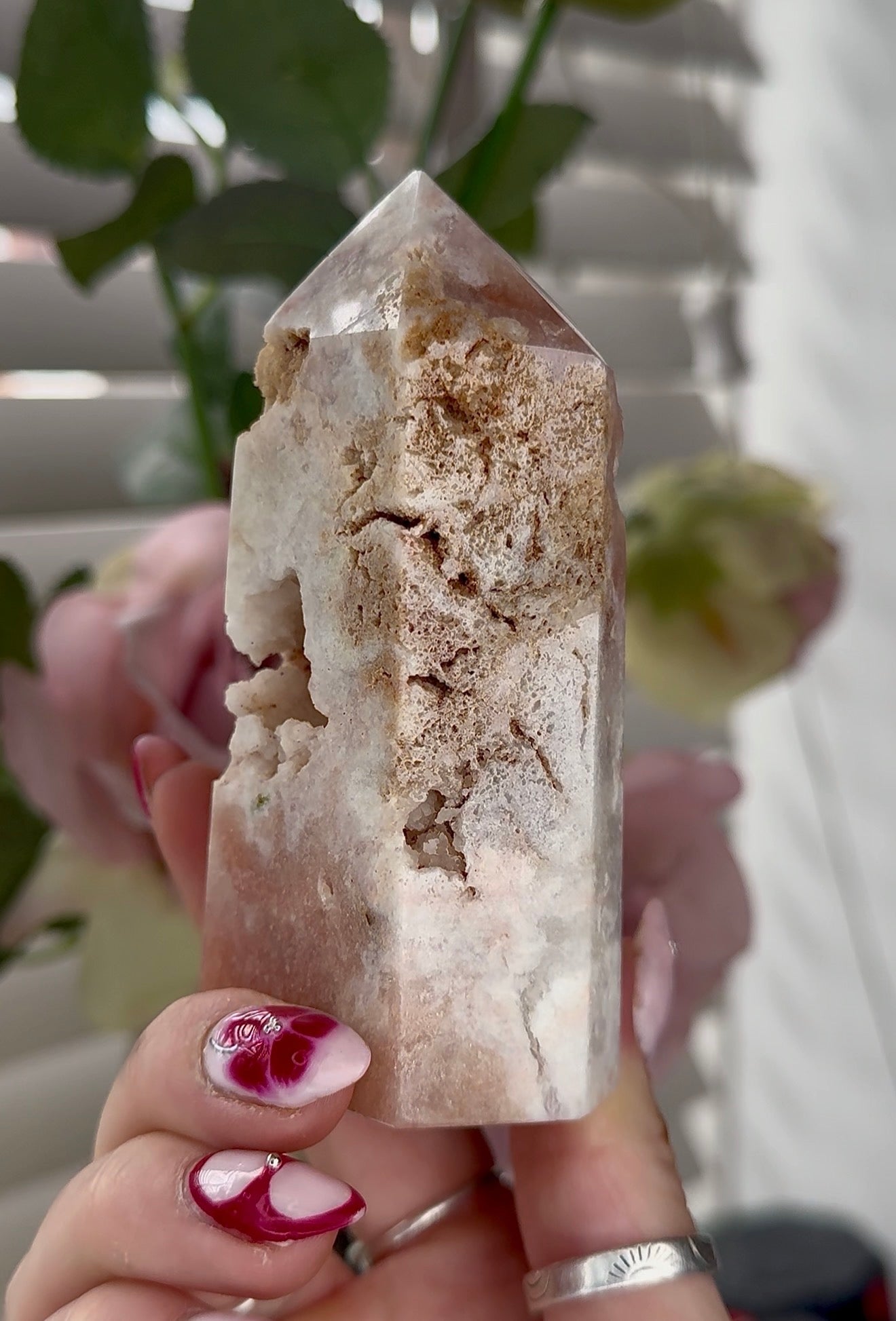 Pink amethyst tower 10cm(h) 5cm(w)