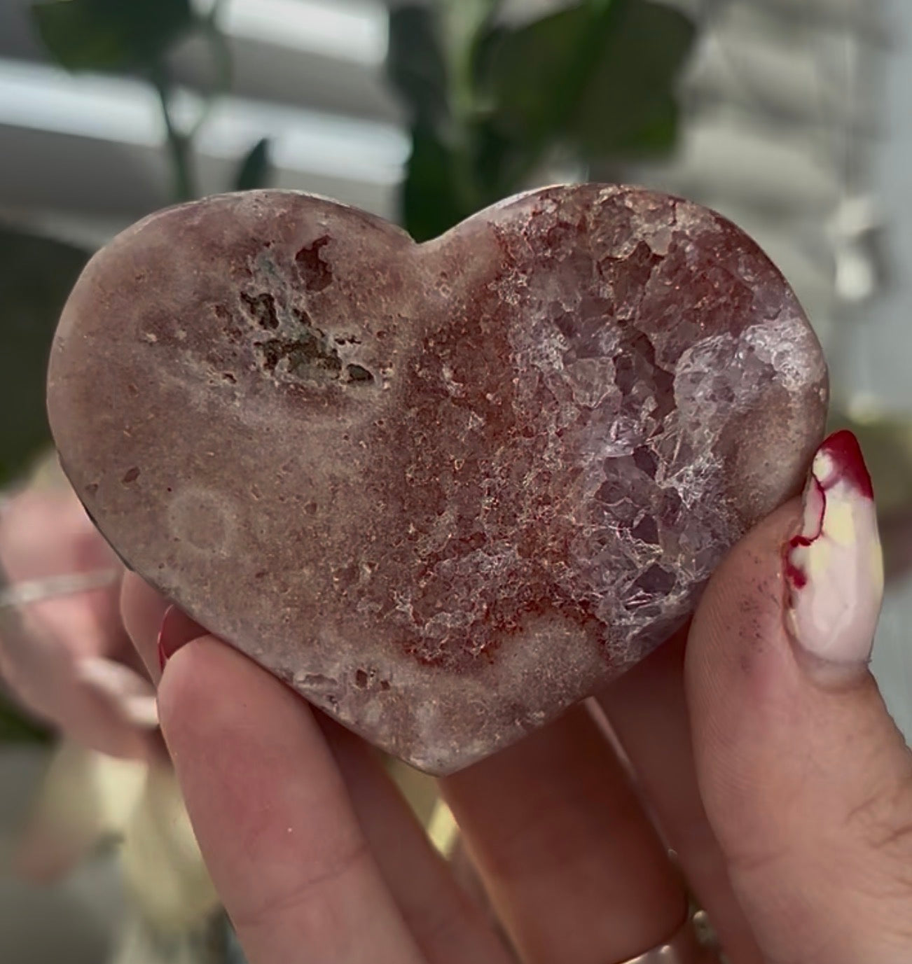 Mini pink amethyst heart - comes with stand