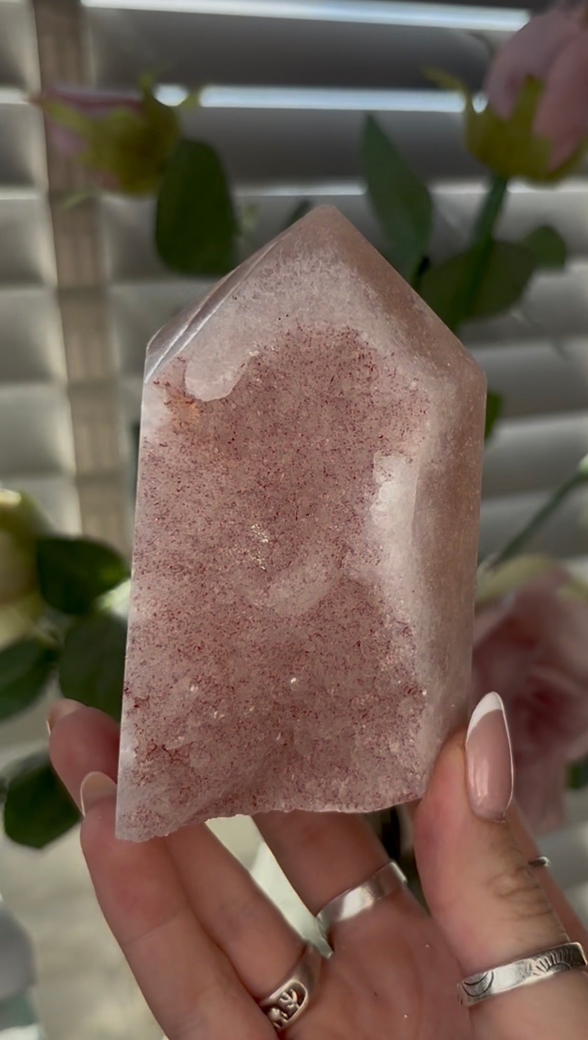 Beautiful, chunky Pink amethyst tower 9.8cm(h) by 6cm(w)