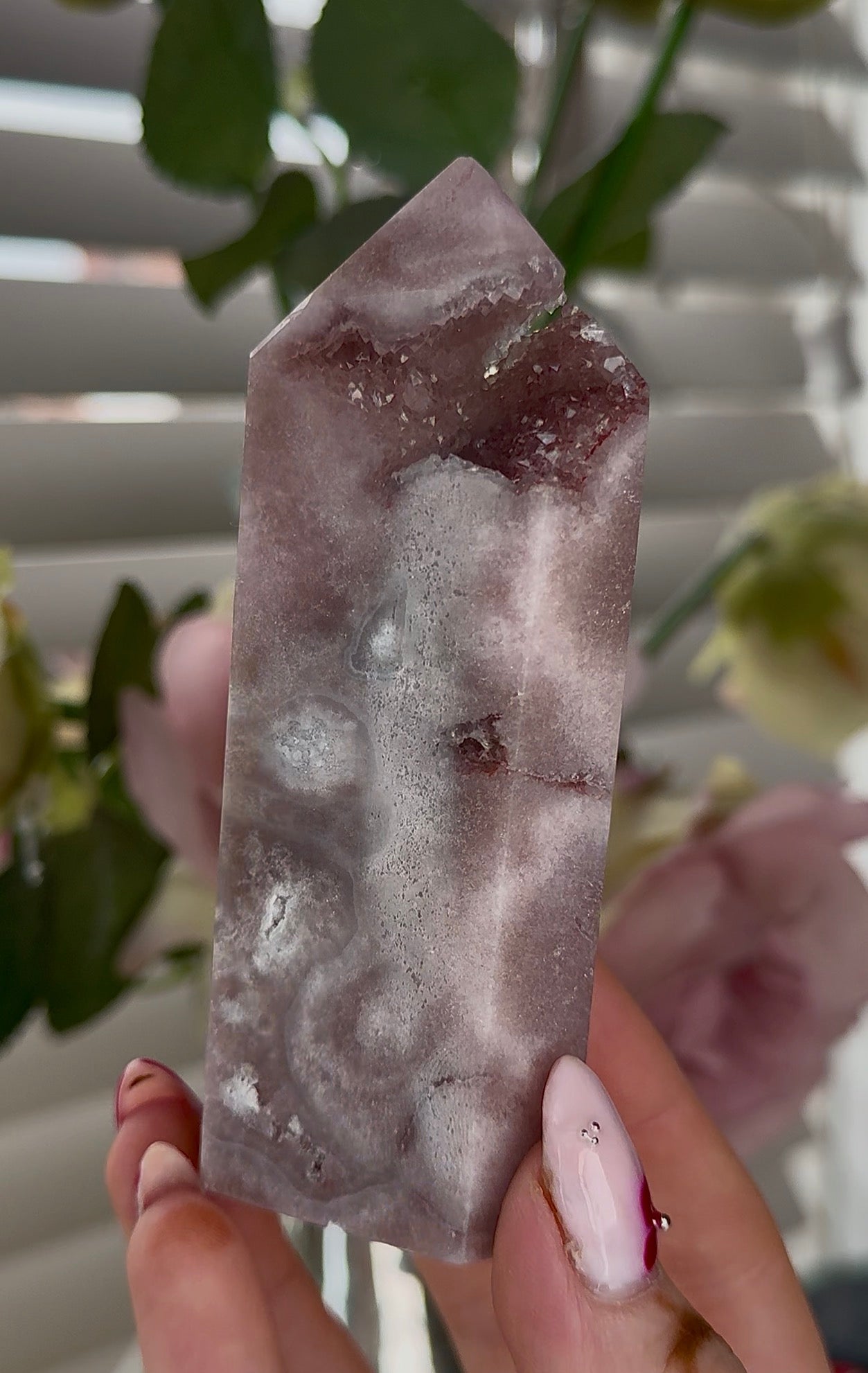 High quality Pink amethyst tower 11cm(h) 4cm(w)