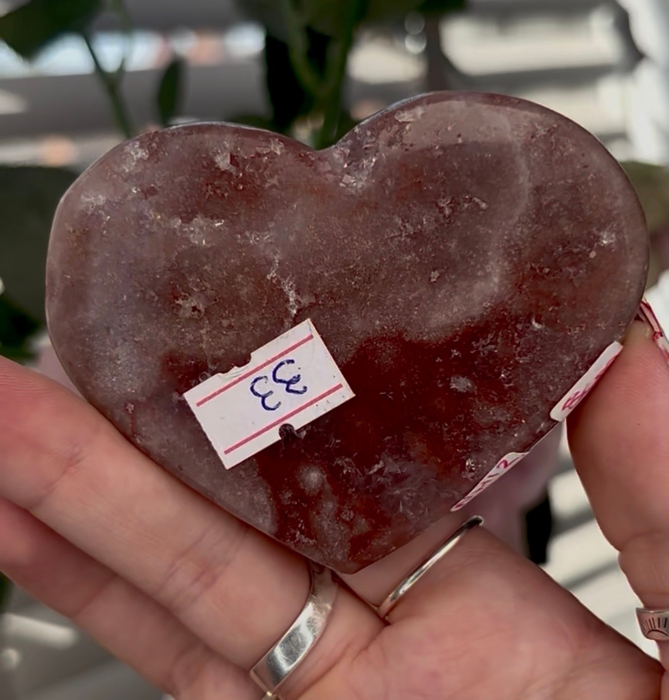 pink amethyst heart - comes with stand 8cm
