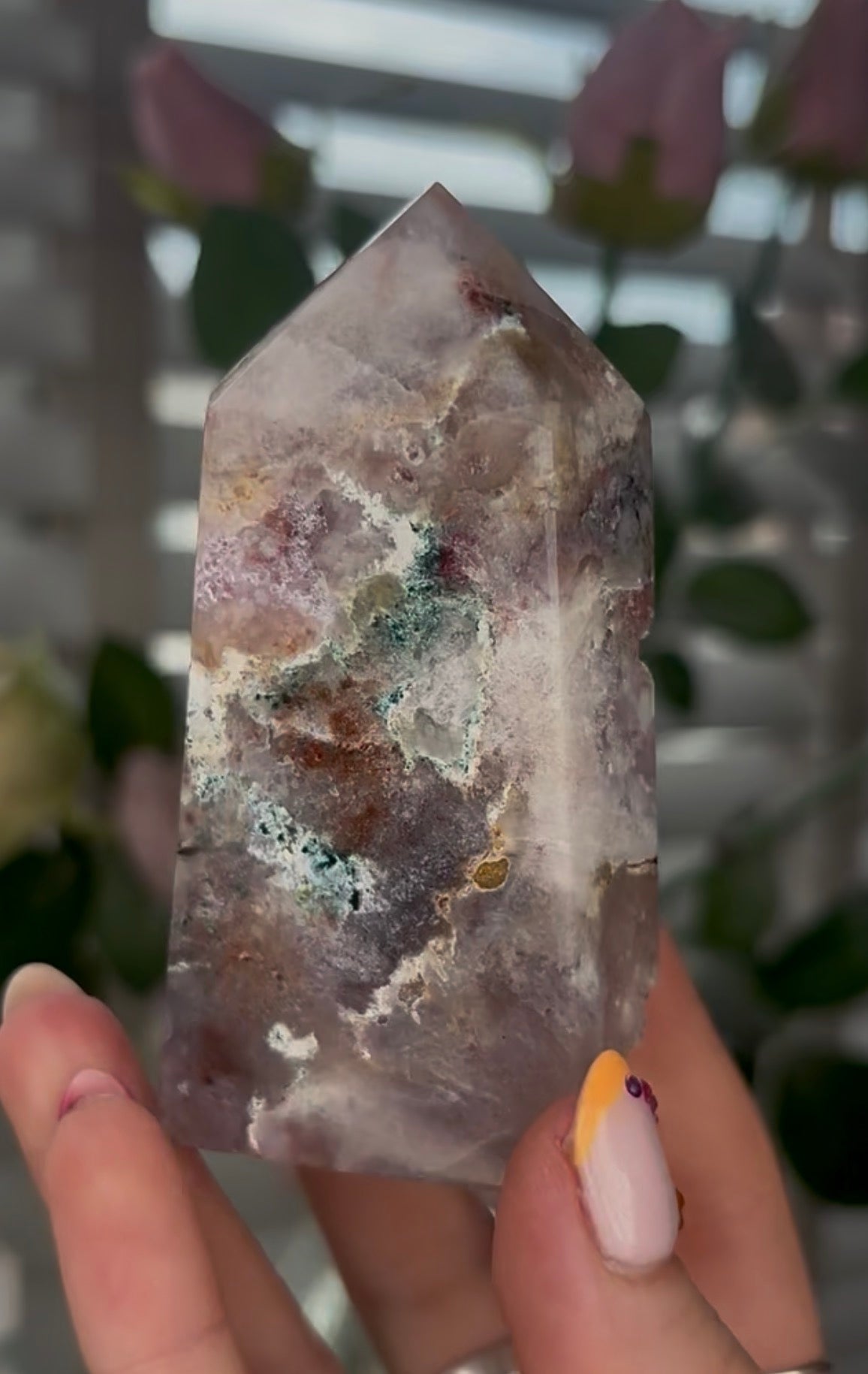 Beautiful, Pink amethyst & jasper tower