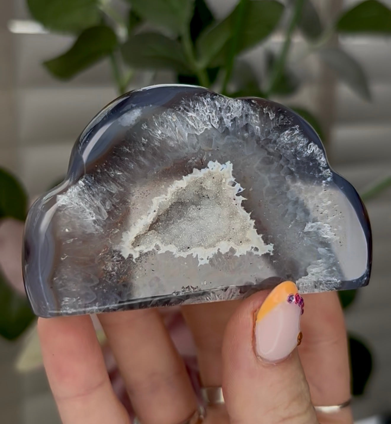 Beautiful, high grade, agate cloud with druzy
