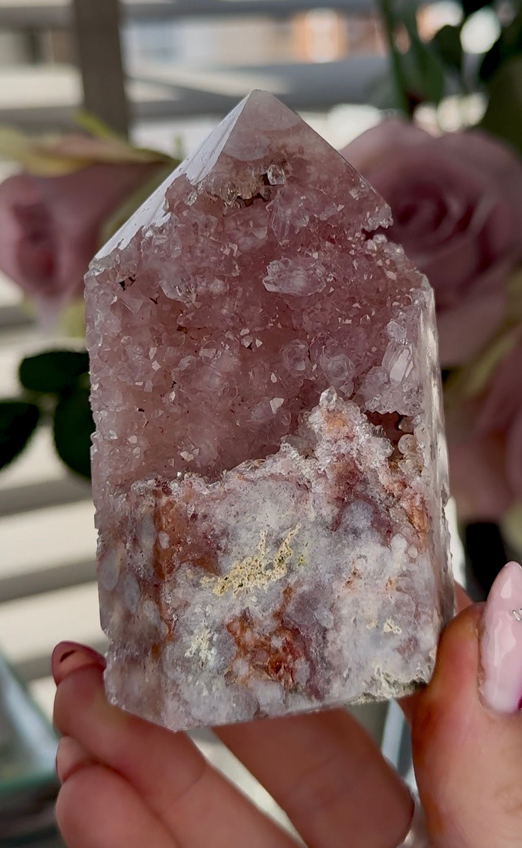 High quality Pink amethyst tower