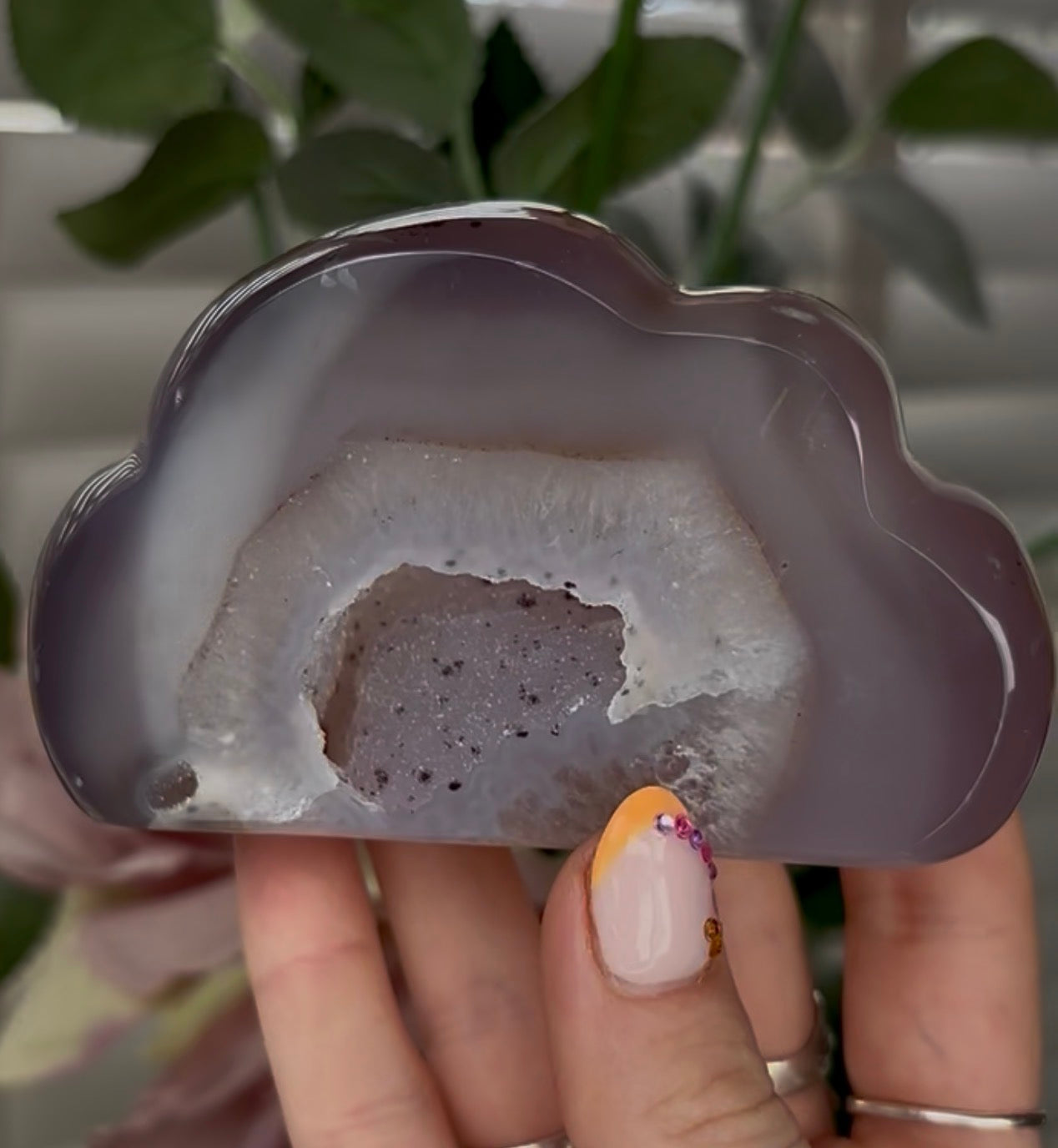 Beautiful, high grade, agate cloud with druzy