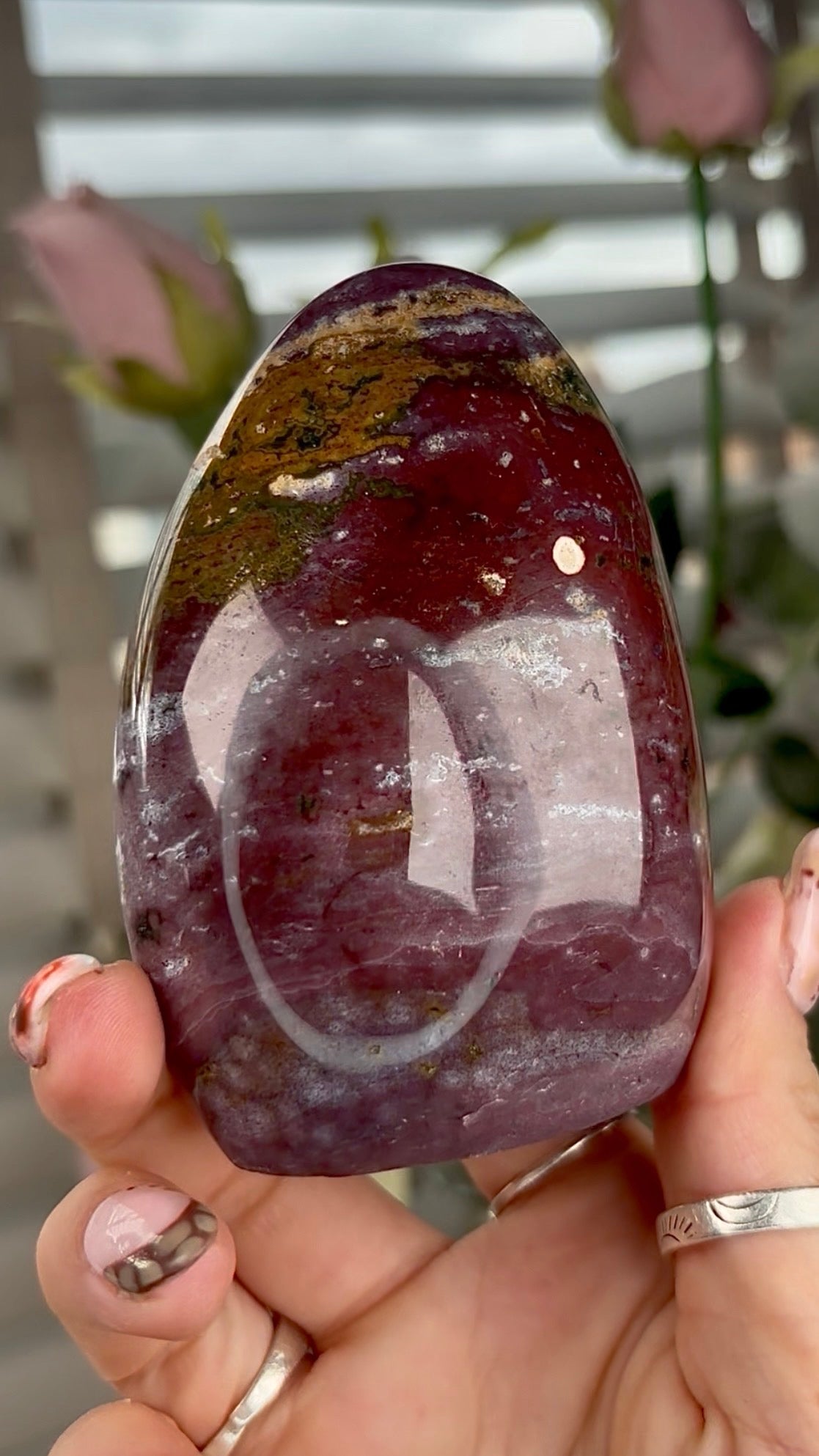 High quality, pastel purple & mustard ocean jasper Freeform - 9cm(h) by 6cm(w)