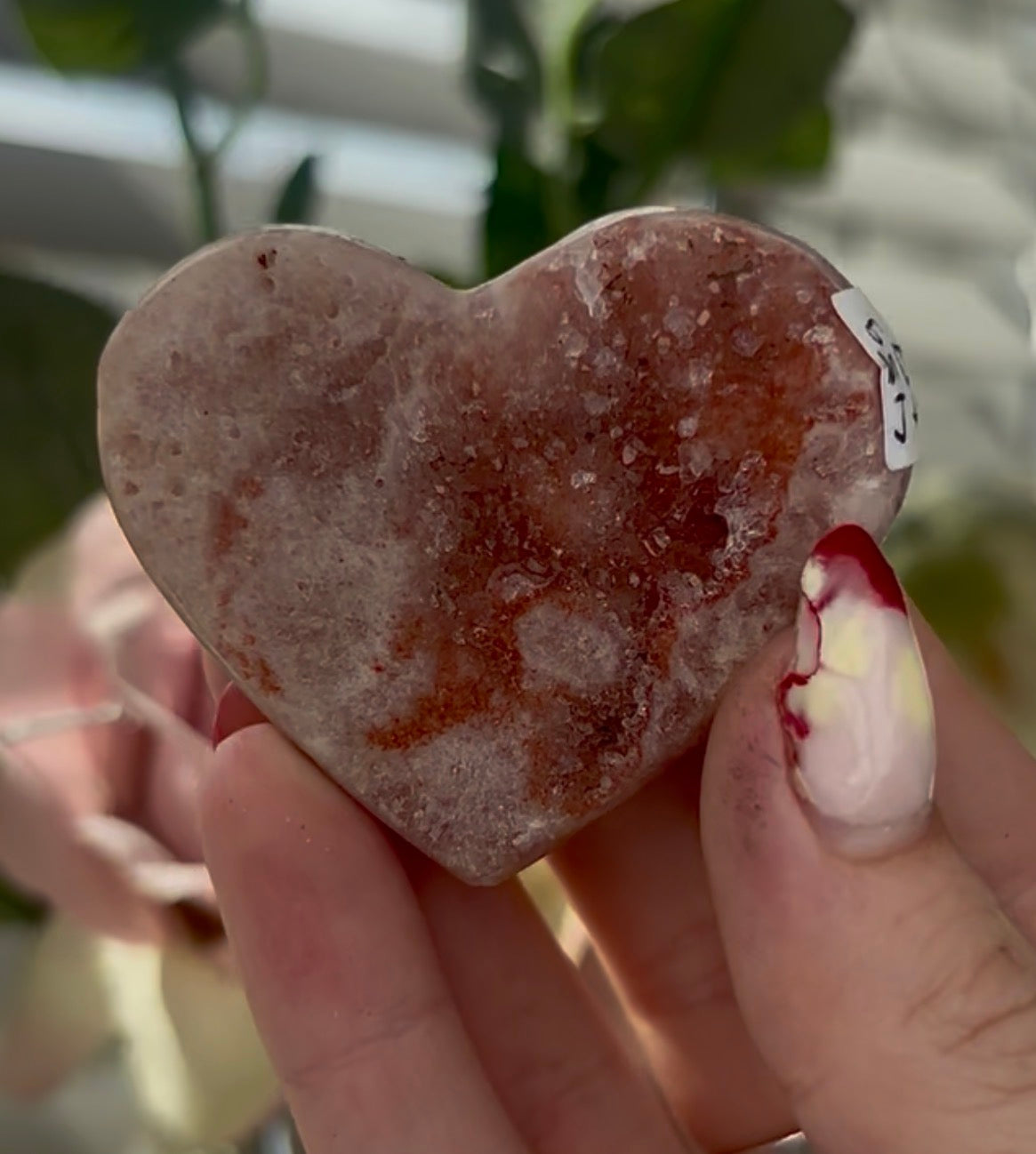 Mini pink amethyst heart - comes with stand