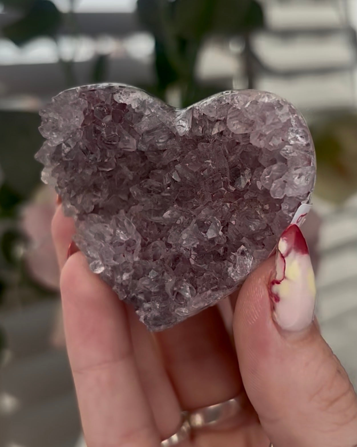 Hq, Mini pink amethyst heart - comes with stand