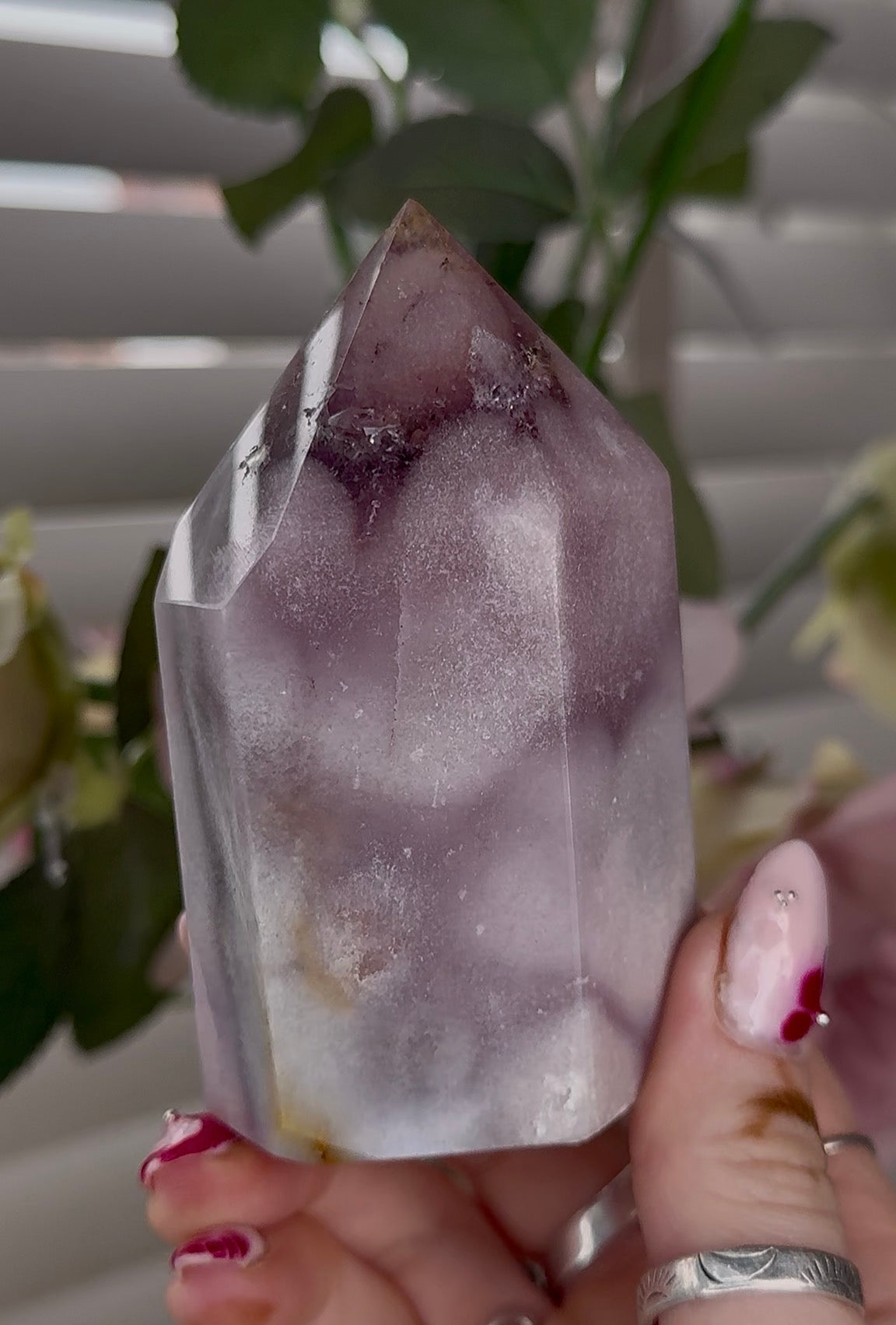 High quality Pink amethyst tower 9cm(h) 5cm(w)
