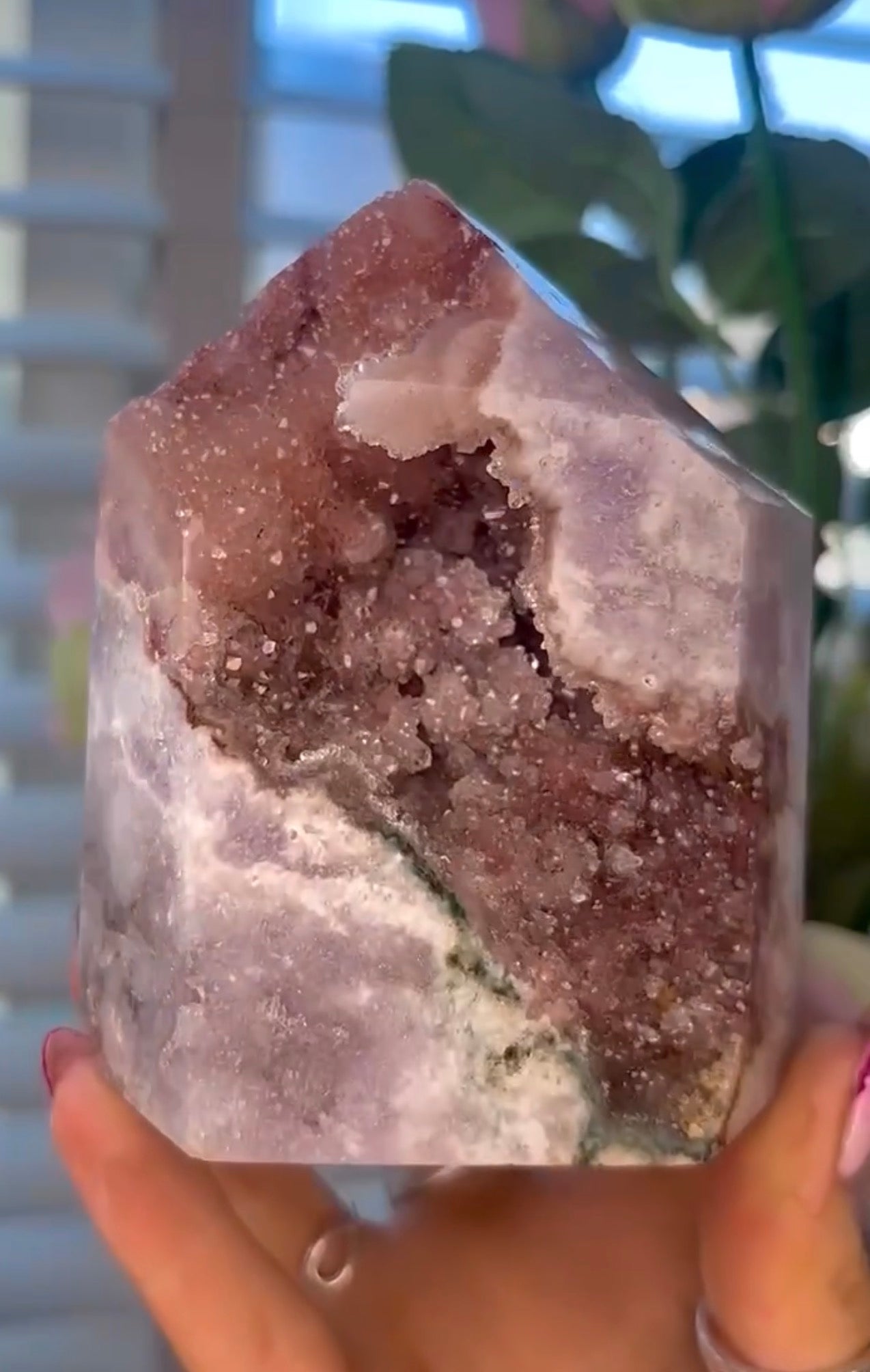 Druzy Pink amethyst tower
