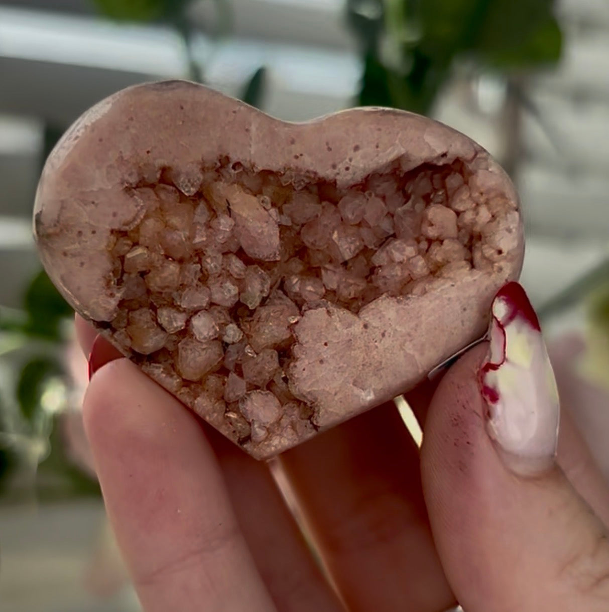 Mini pink amethyst heart - comes with stand