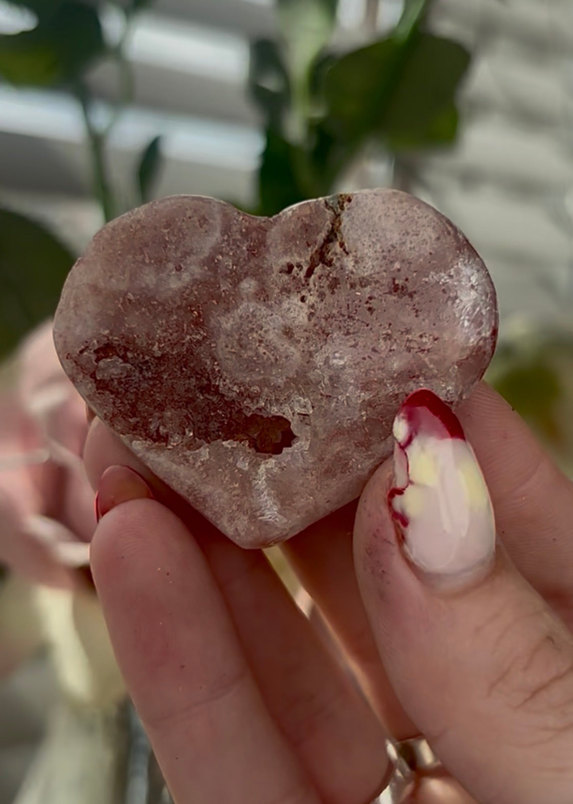 Mini pink amethyst heart - comes with stand