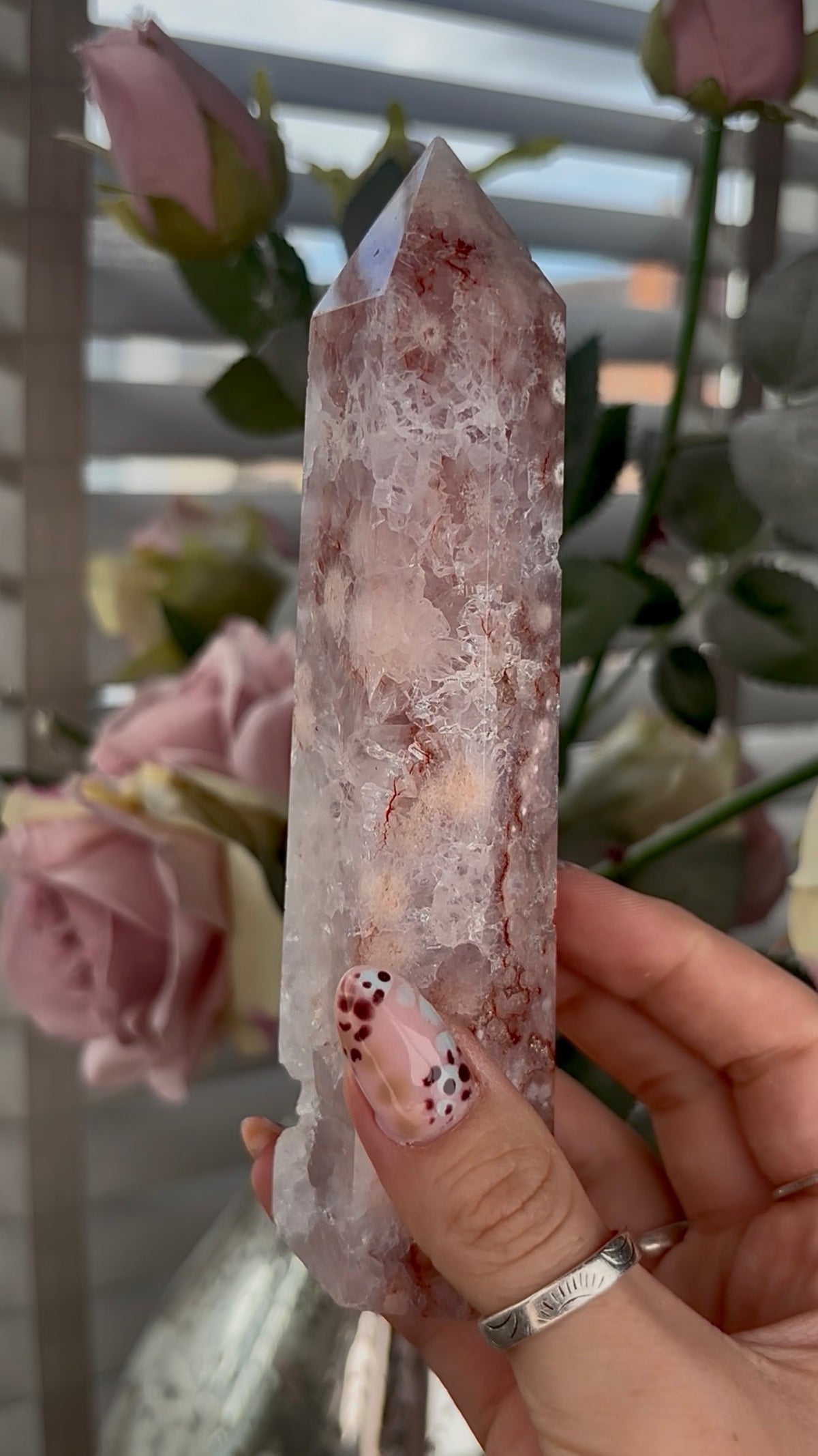 High grade, Amethyst Flower agate tower