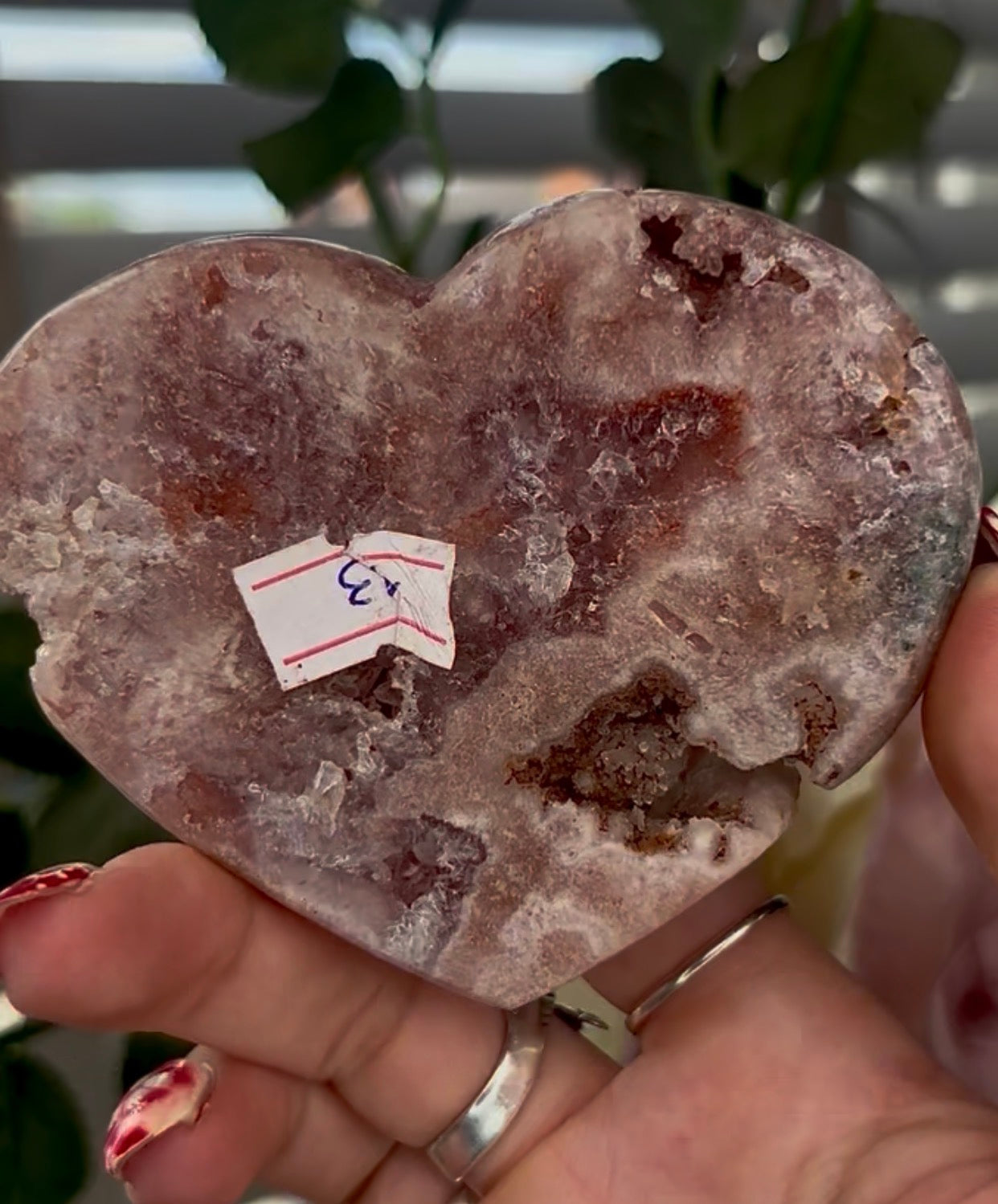 pink amethyst heart - comes with stand (8cm)