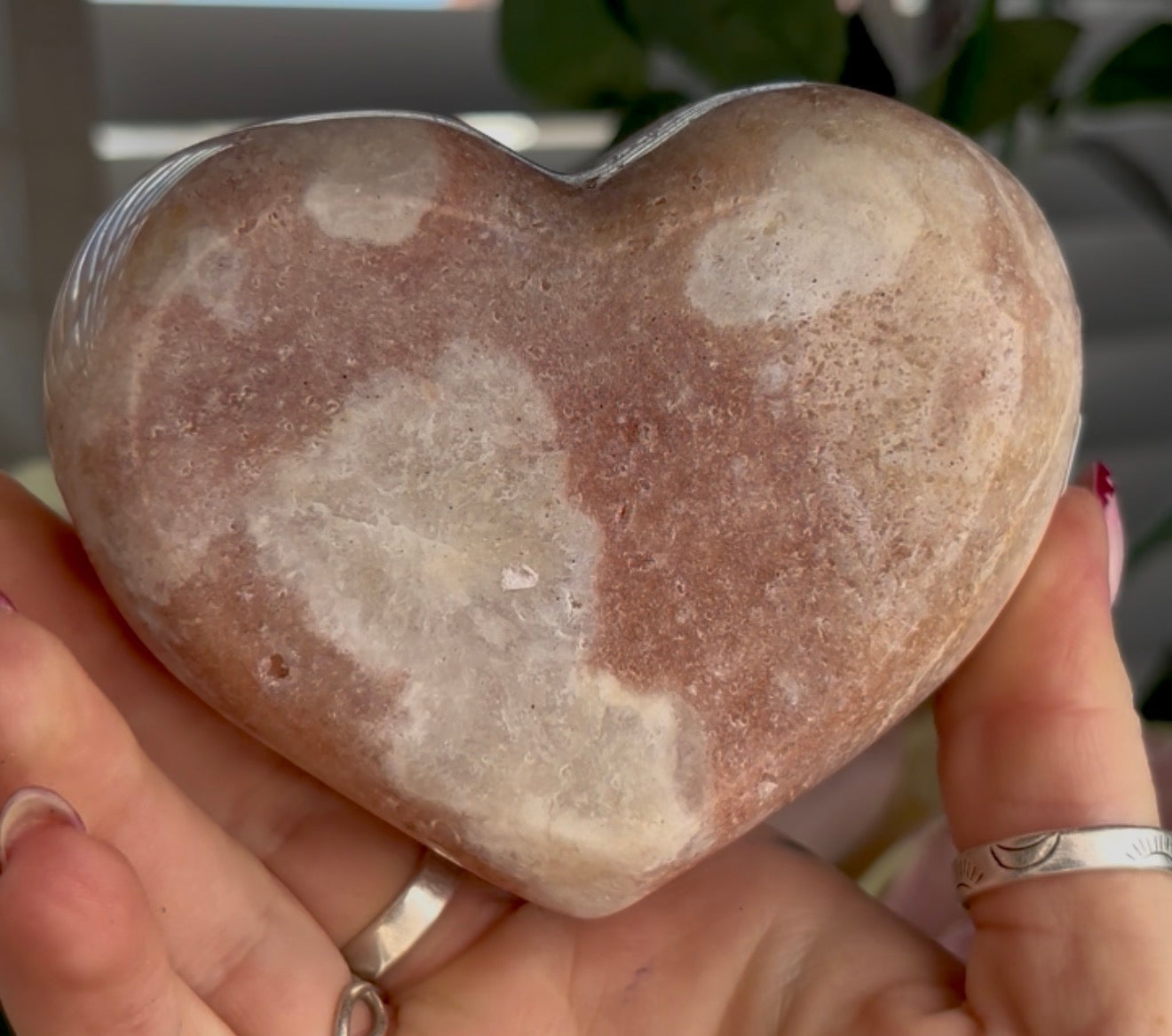 pink amethyst heart - comes with stand