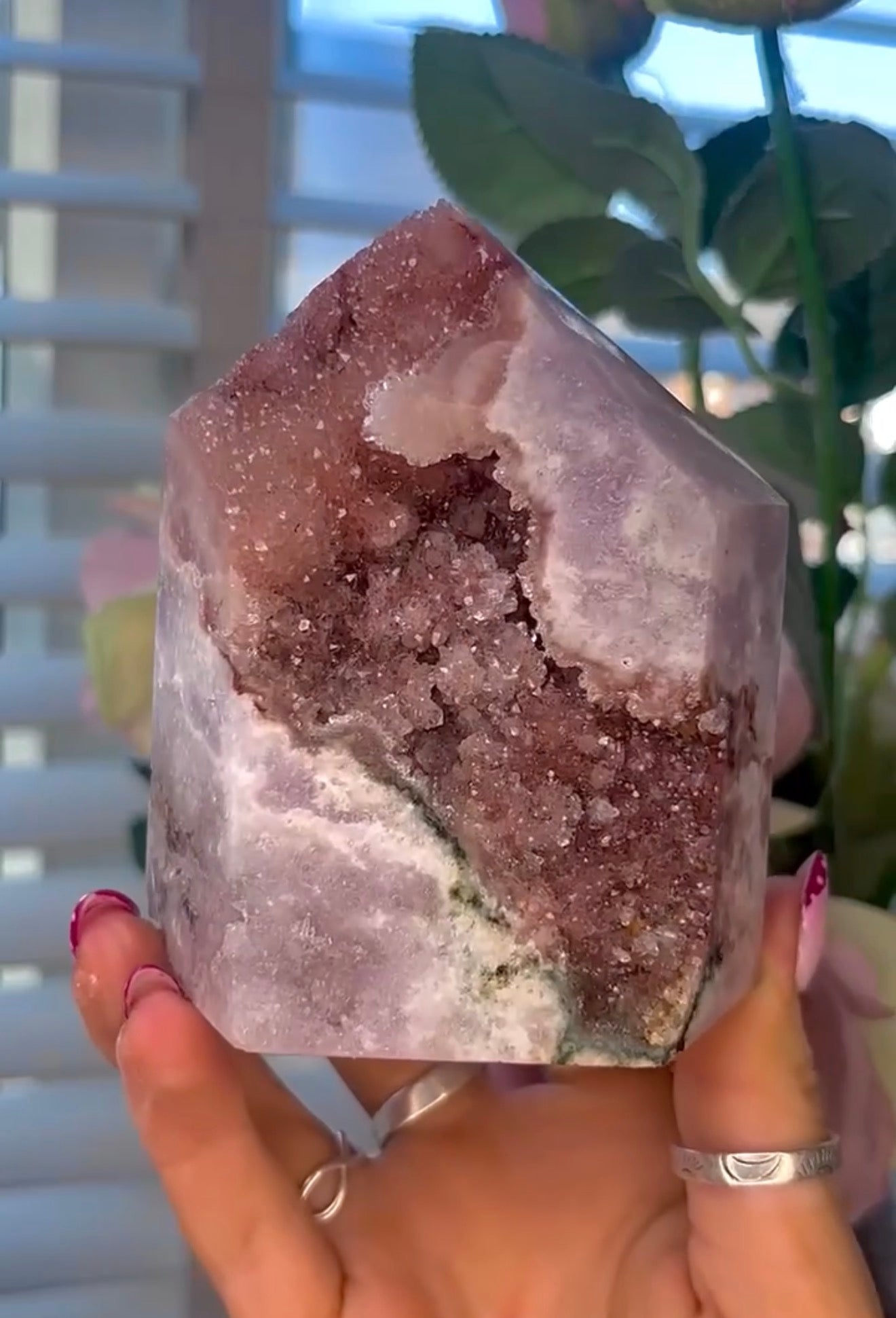 Druzy Pink amethyst tower