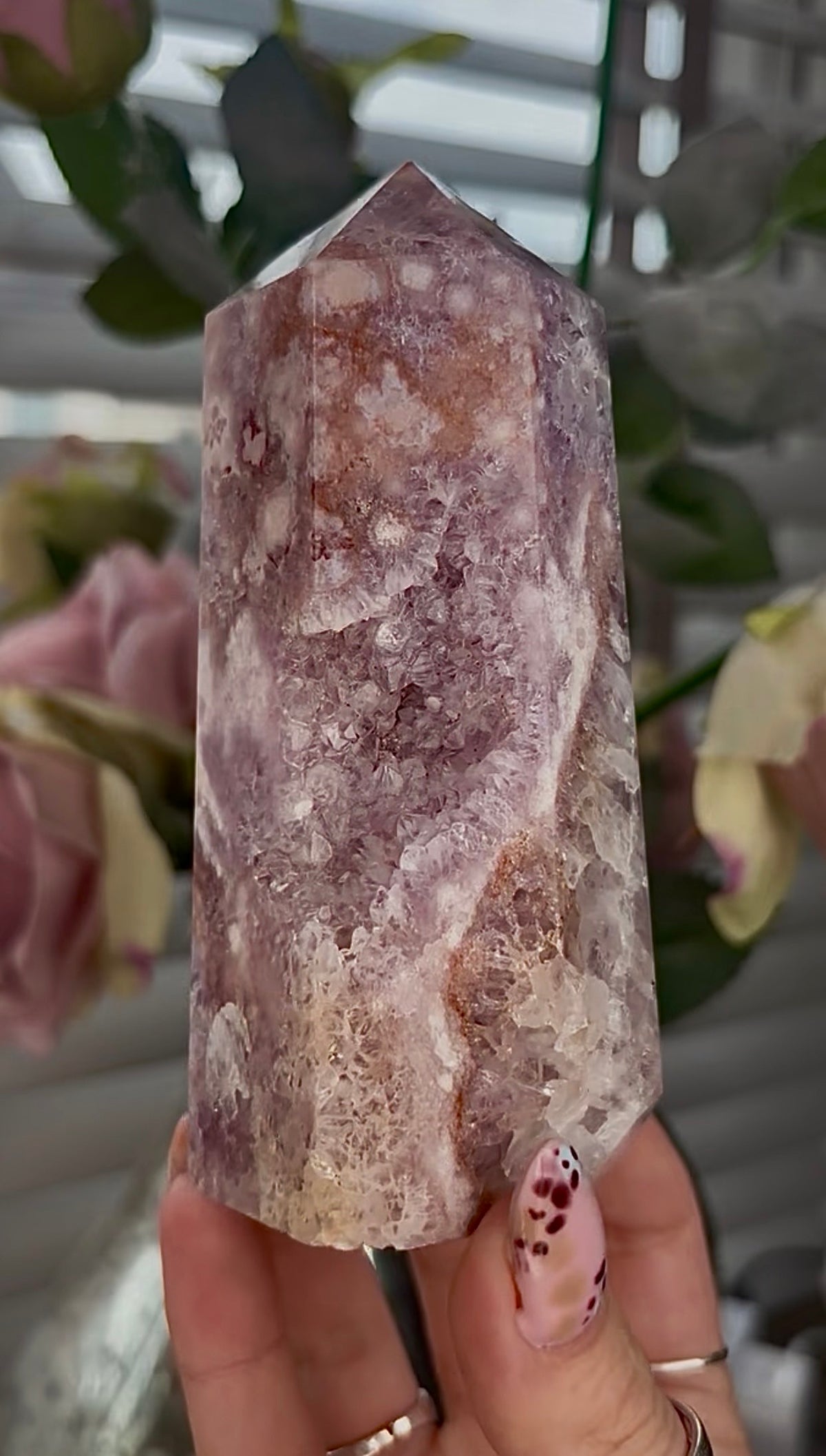 High grade, Amethyst Flower agate tower