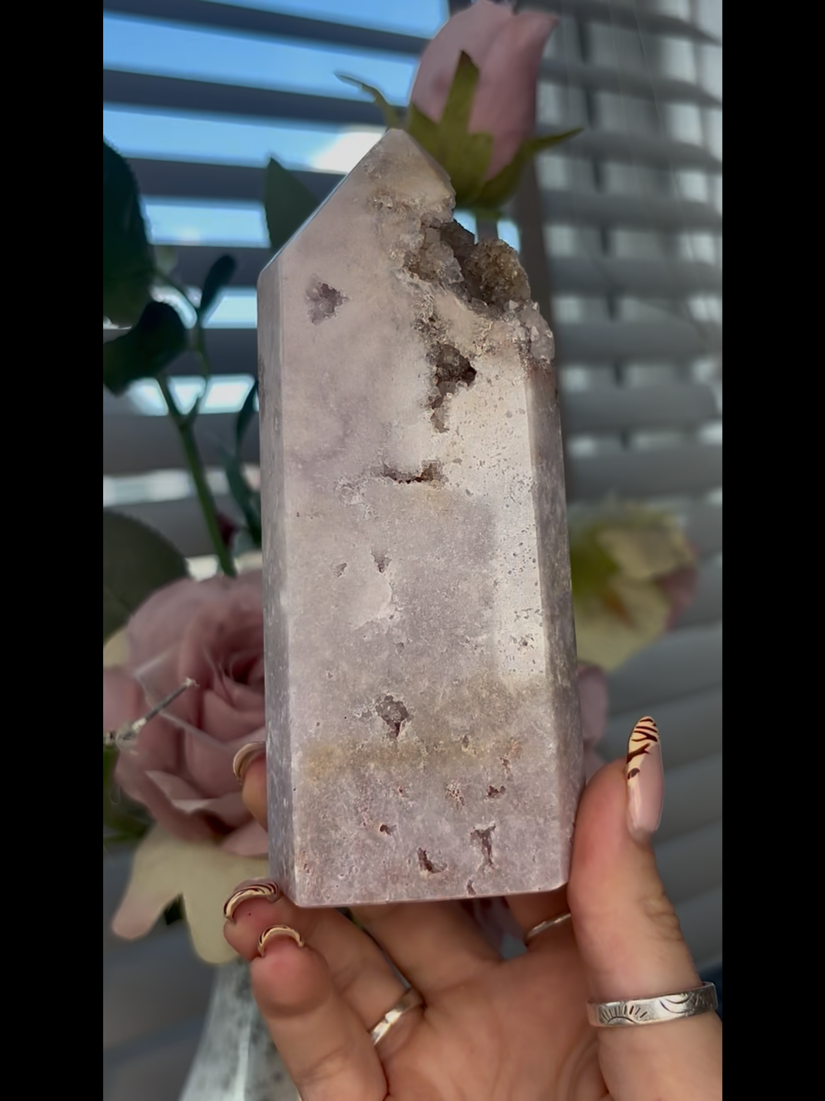 Beautiful,Pink amethyst tower 535g
