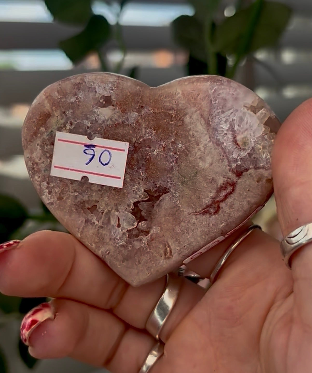 pink amethyst heart - comes with stand (7.5cm)