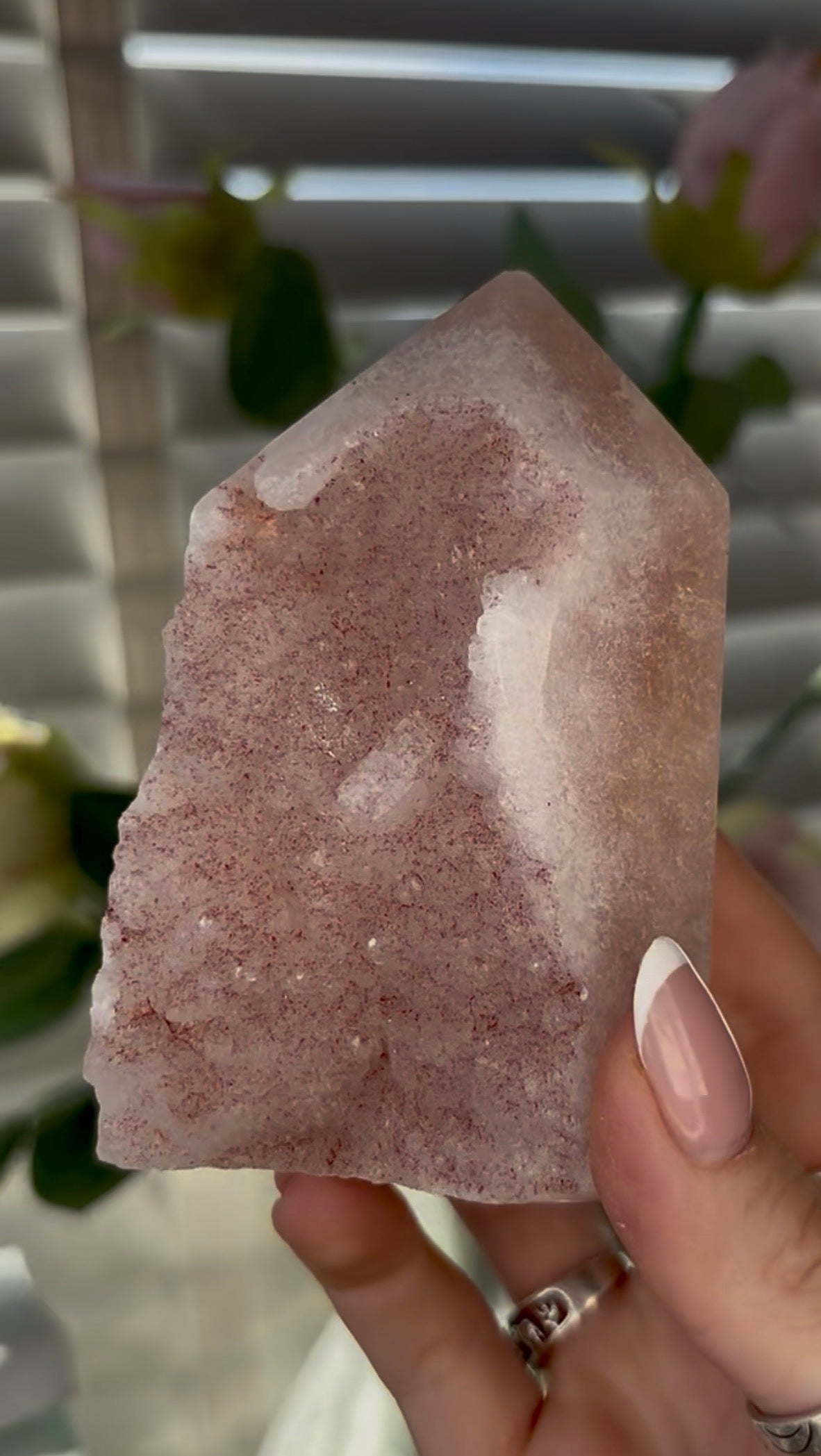 Beautiful, chunky Pink amethyst tower 9.8cm(h) by 6cm(w)
