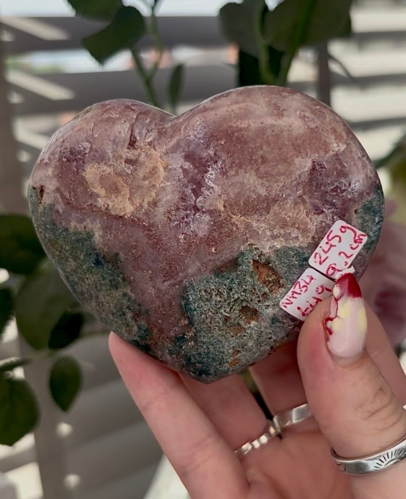pink amethyst heart - comes with stand 9.2cm