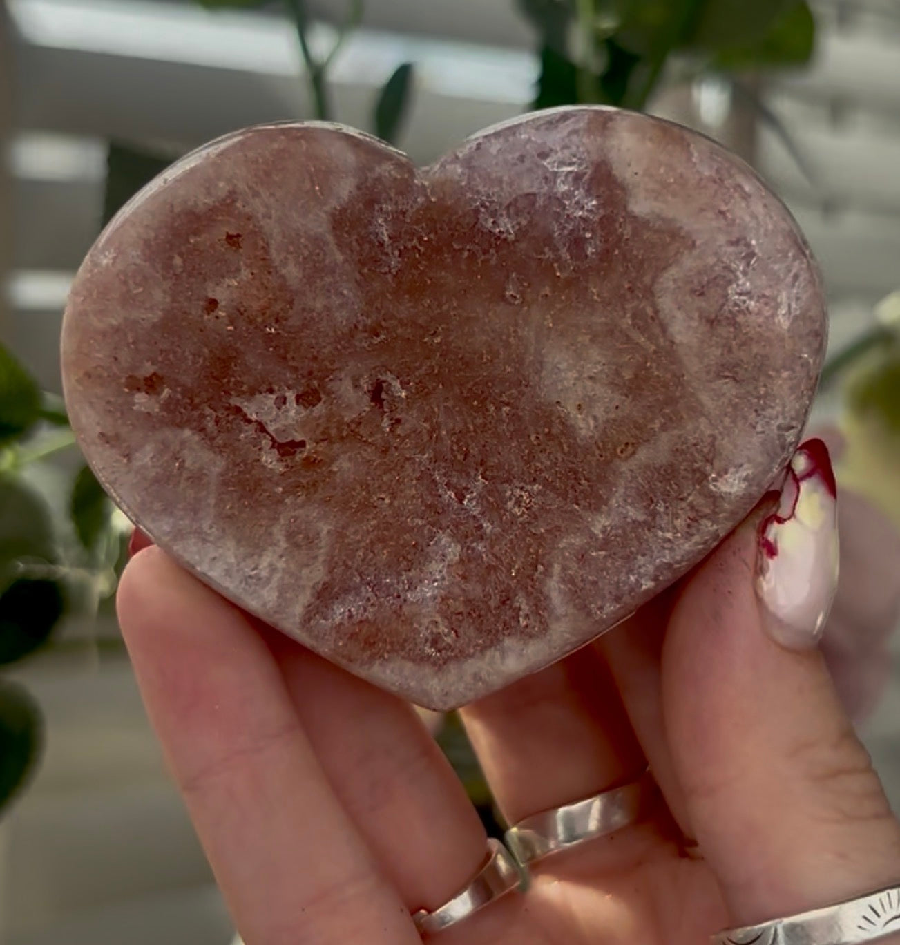 Mini pink amethyst heart - comes with stand