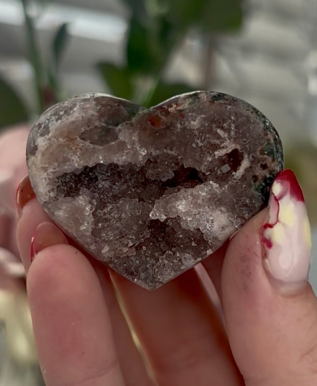 Mini pink amethyst heart - comes with stand