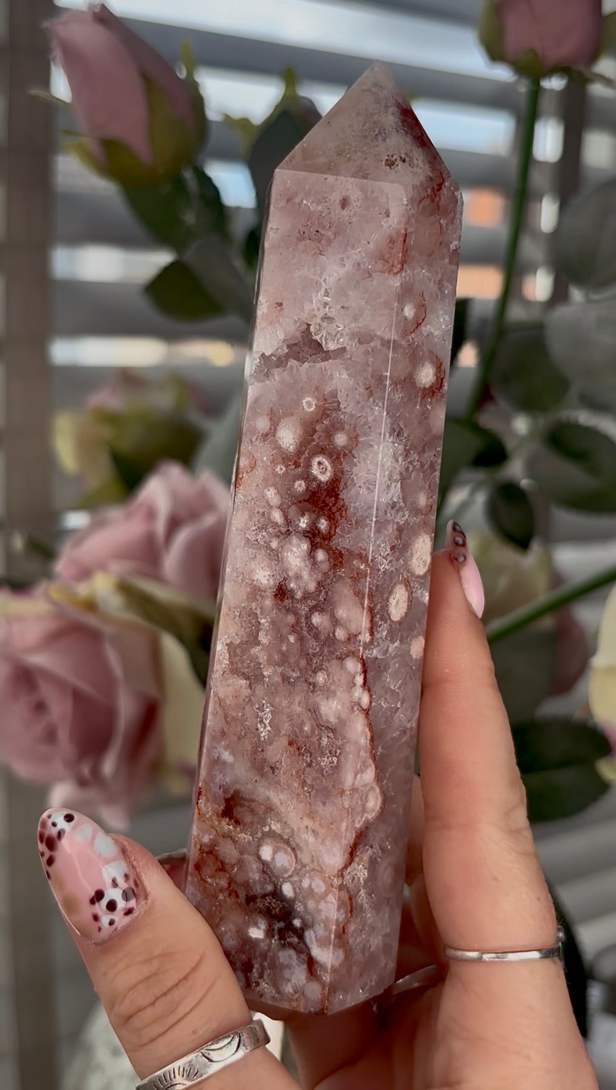 High grade, Amethyst Flower agate tower